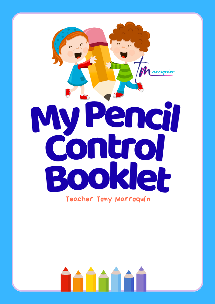 Cuadernillo de trazos inglés con palabras y dibujos para practicar motricidad fina