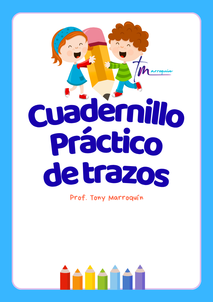 Cuadernillo de trazos español con palabras e imágenes para practicar motricidad fina y vocabulario