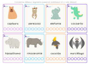 Tarjetas trabajar la conciencia silábica