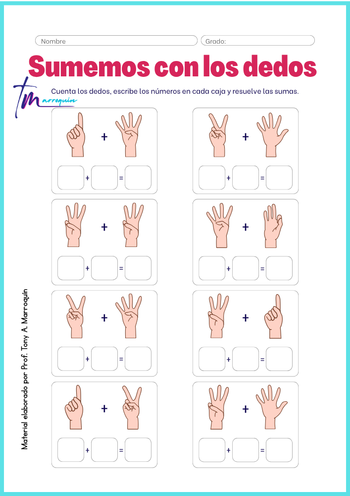Sumemos con los dedos: iniciación a la suma con apoyo visual