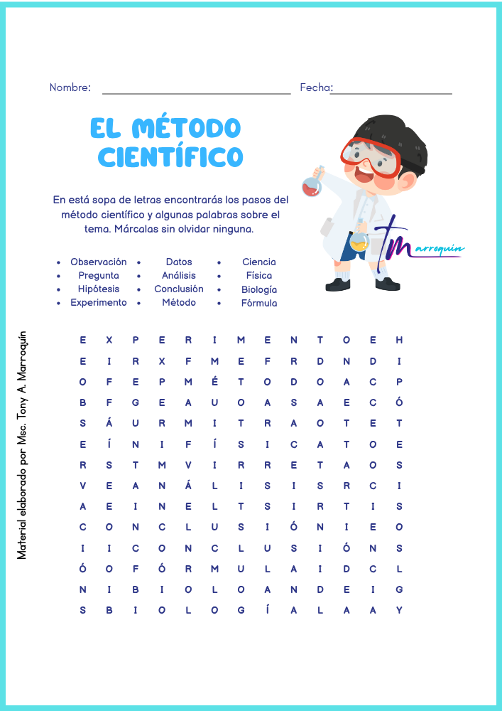 sopa letras método científico