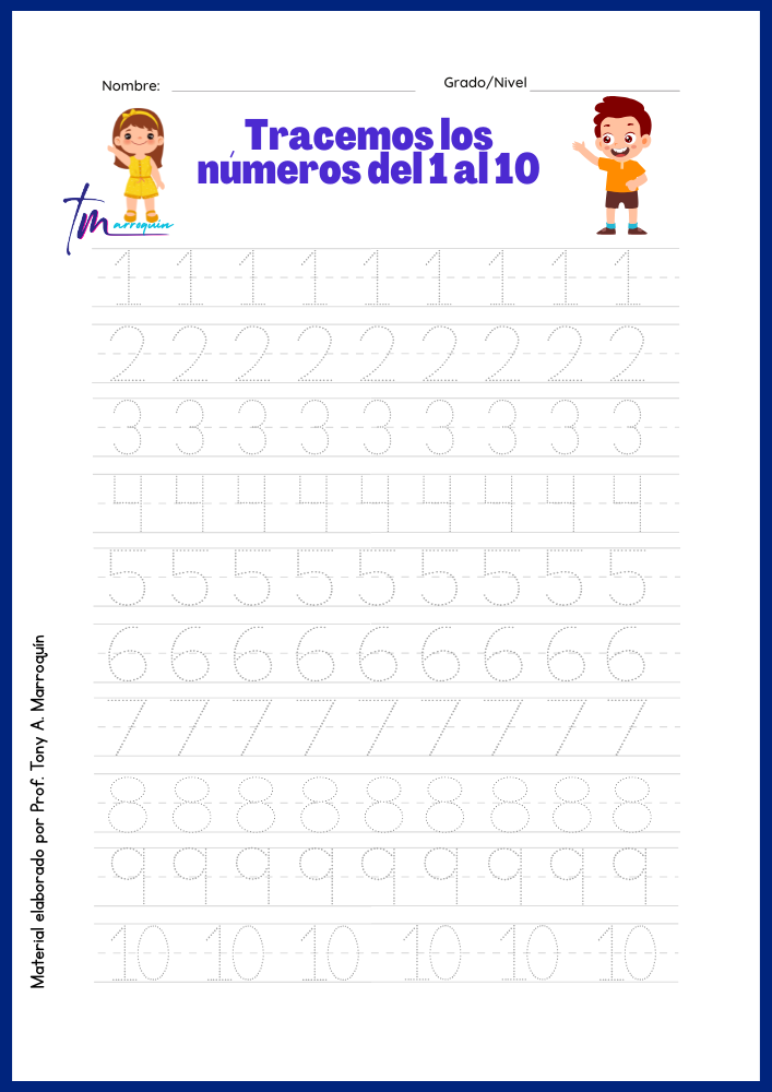 Tracemos series del 1 al 10 para reforzar la escritura de números