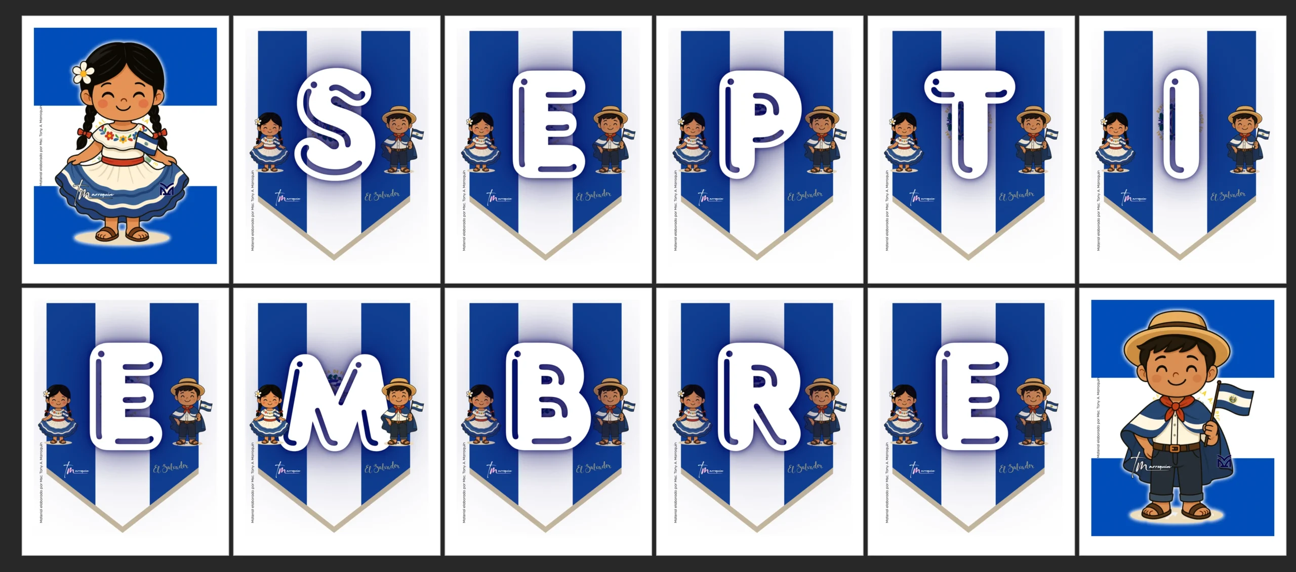 Banderín Septiembre ES: recurso educativo para celebrar el mes cívico en El Salvador