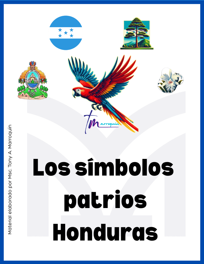 Símbolos patrios de Honduras: Guacamaya, Bandera, Escudo, Orquídea, Pino e Himno