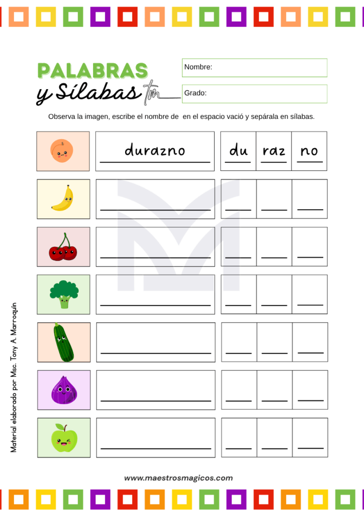 separar palabras en silabas 1