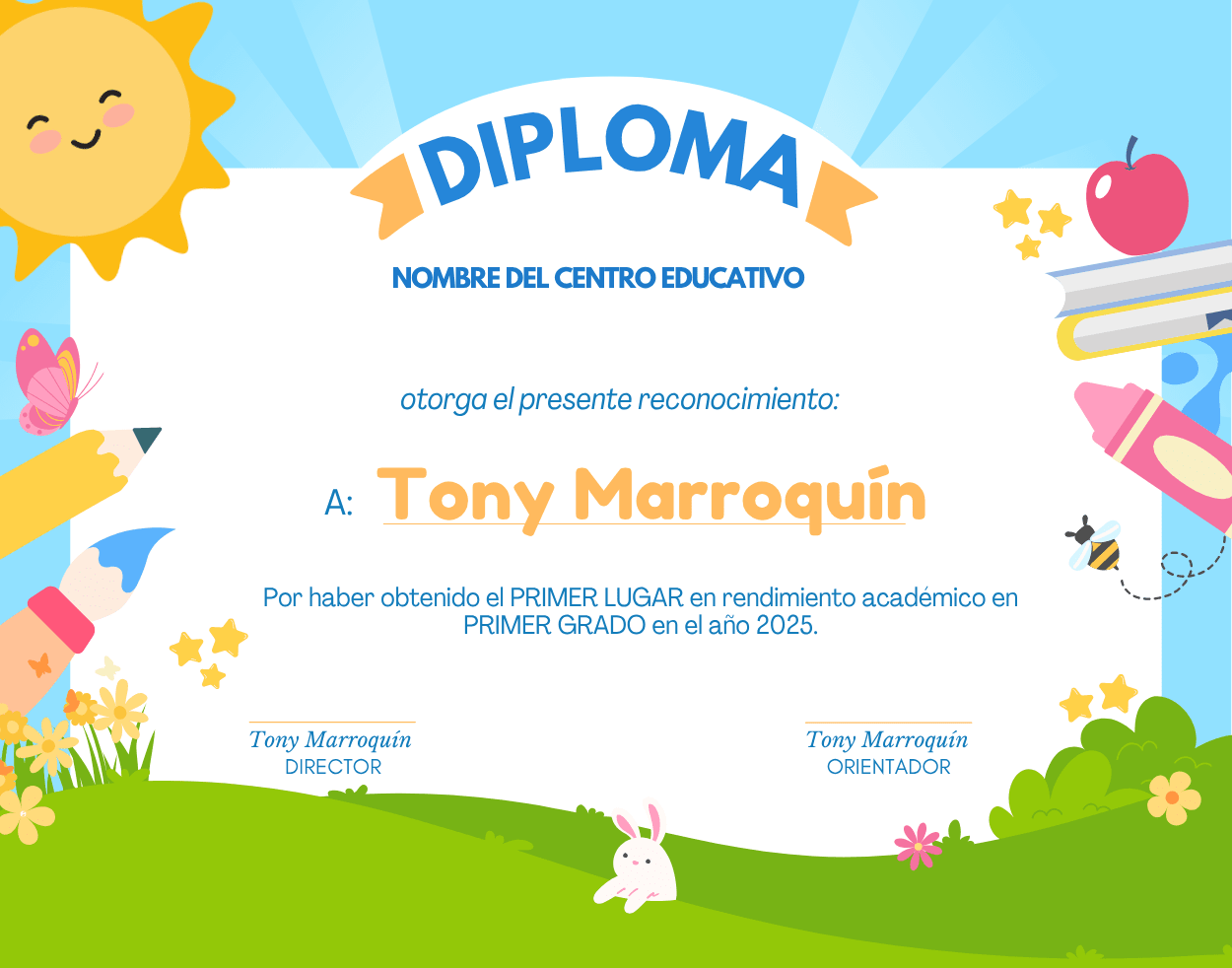 Colección de diplomas infantiles listos para editar e imprimir