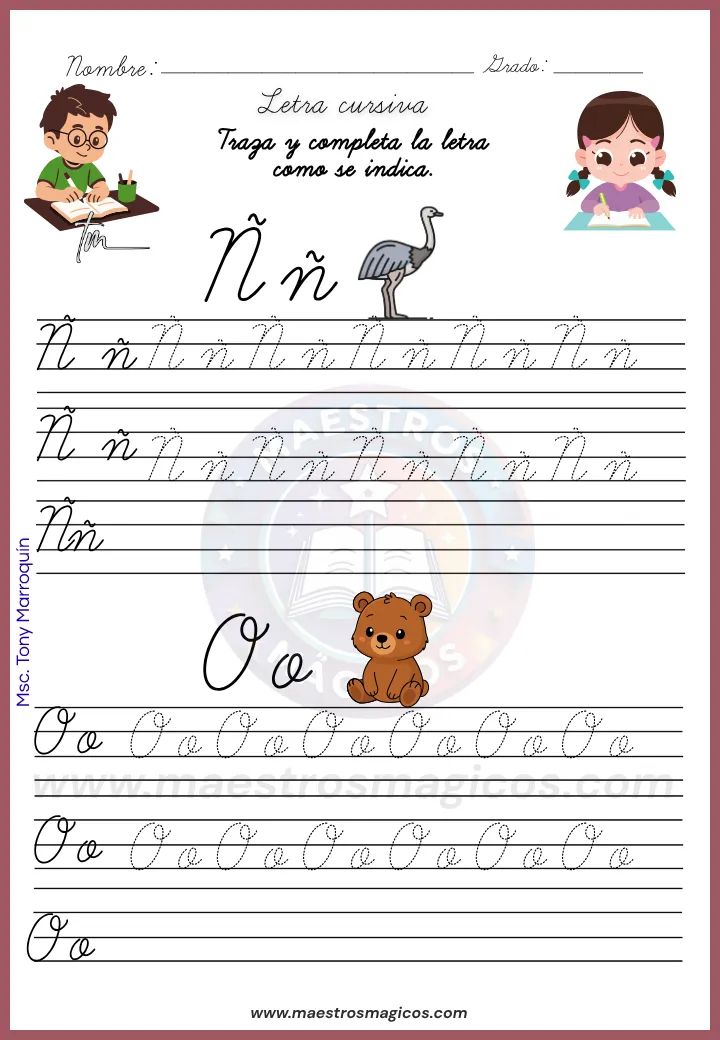 Letra Oo en el Cuadernillo de letra cursiva