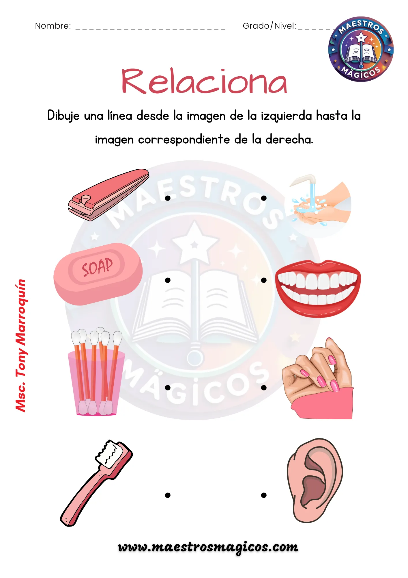 Ficha relacionar útiles de aseo