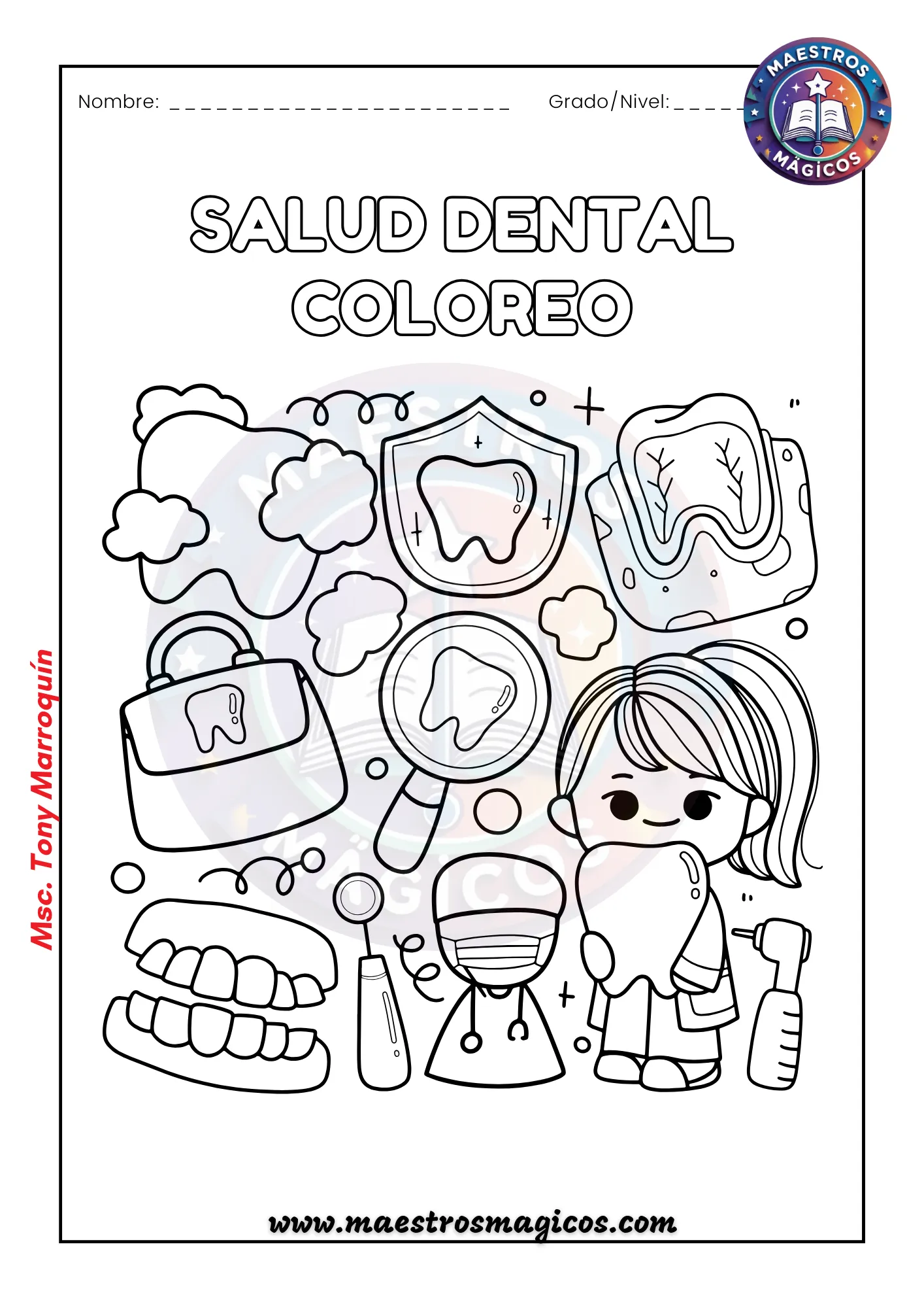 Dibujos para colorear salud dental