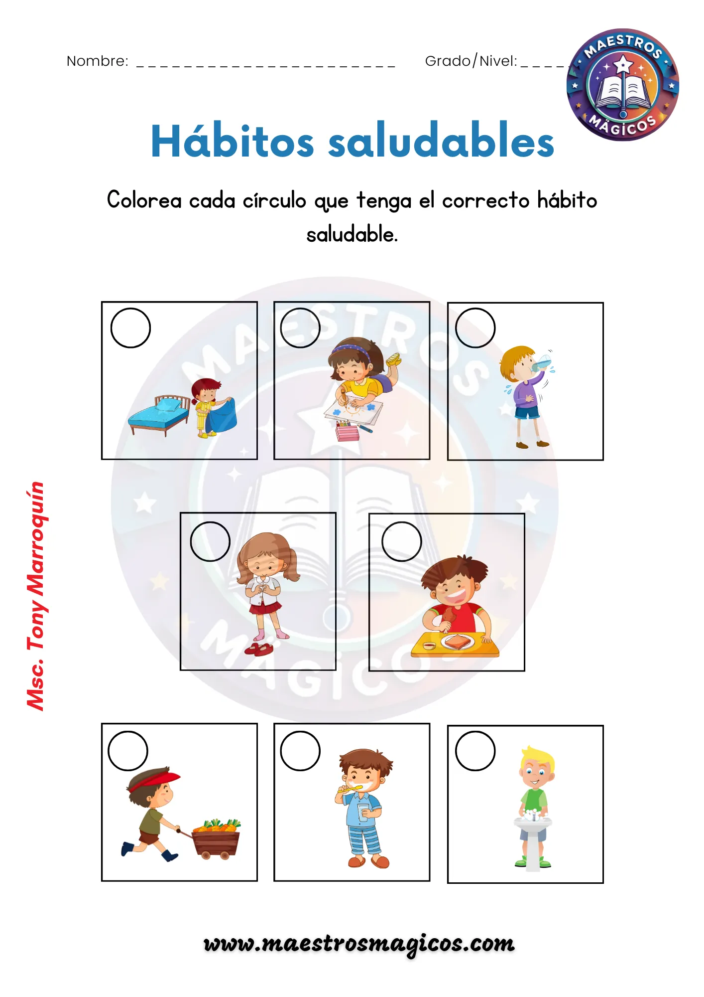 Ficha hábitos saludables niños