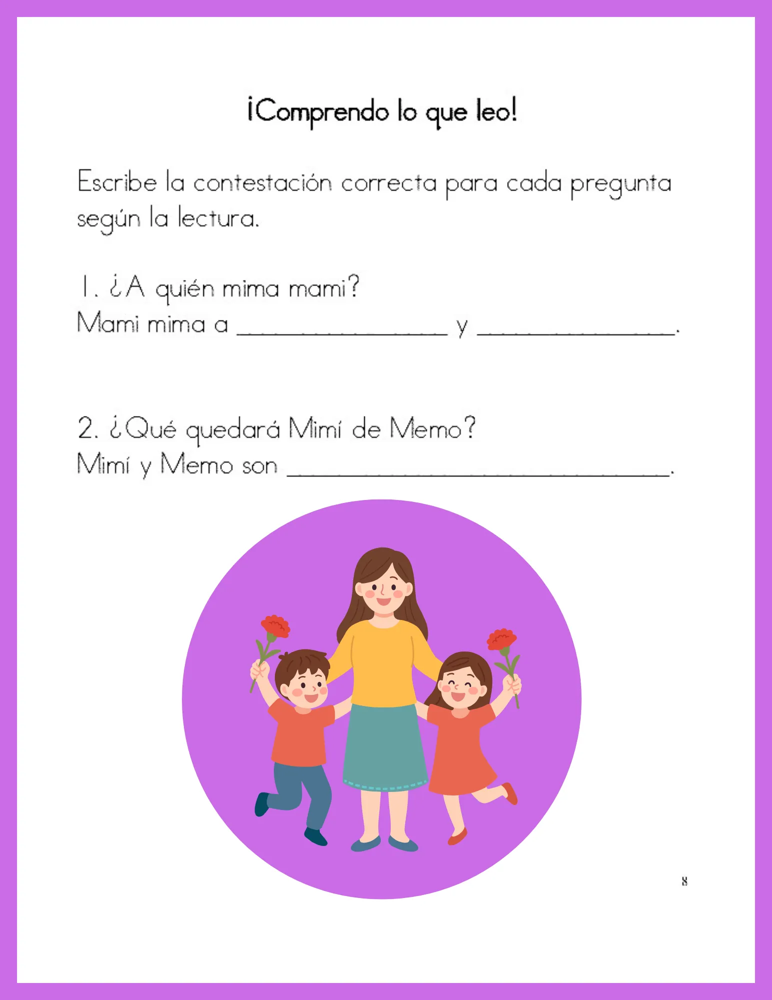 Comprensión lectora preguntas letra M