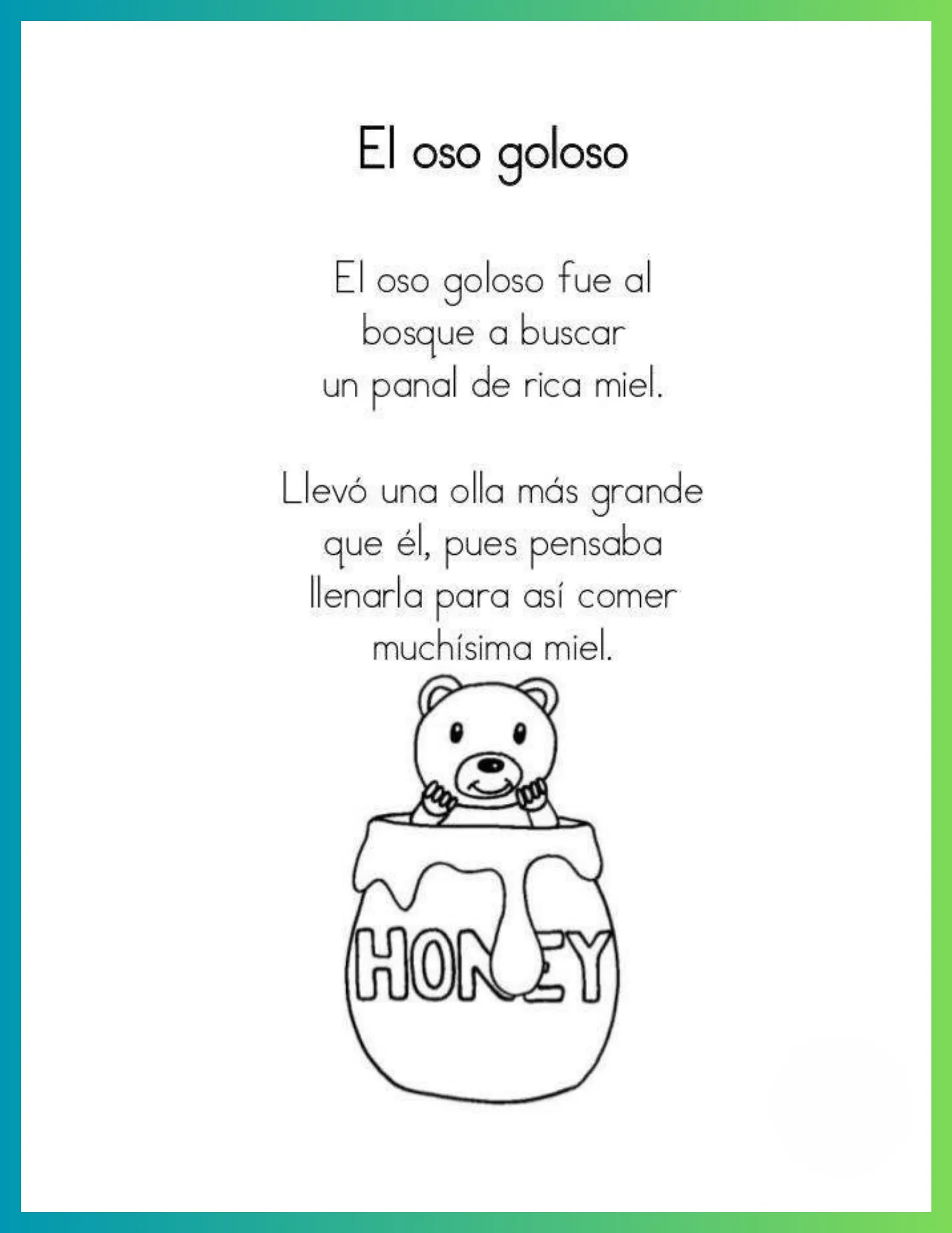 Lectura el oso goloso