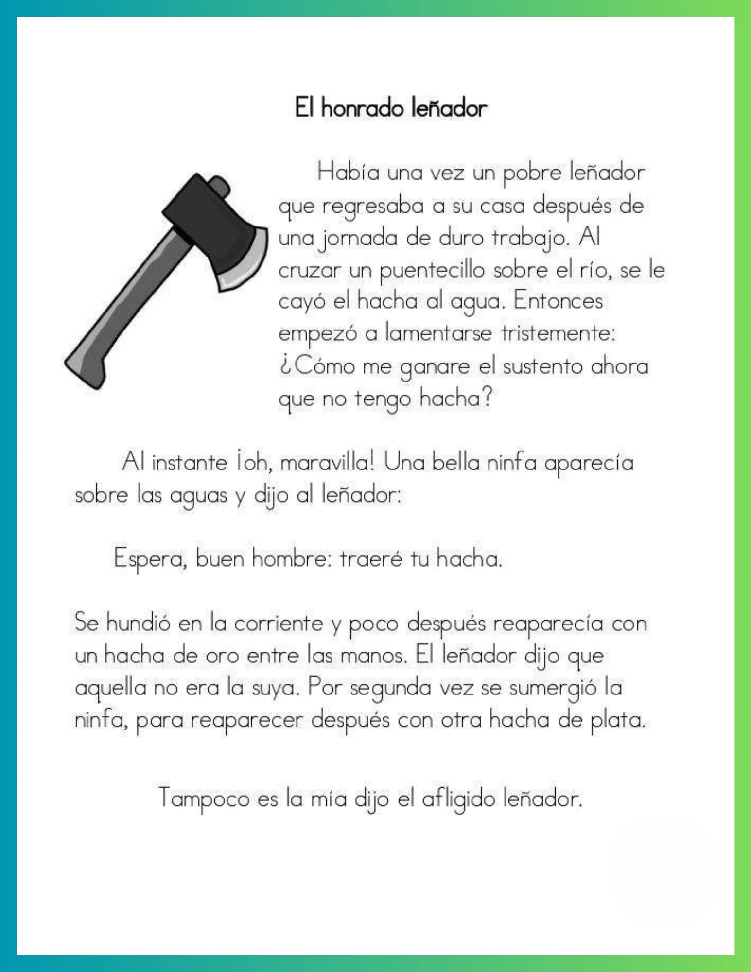 Lectura el honrado leñador