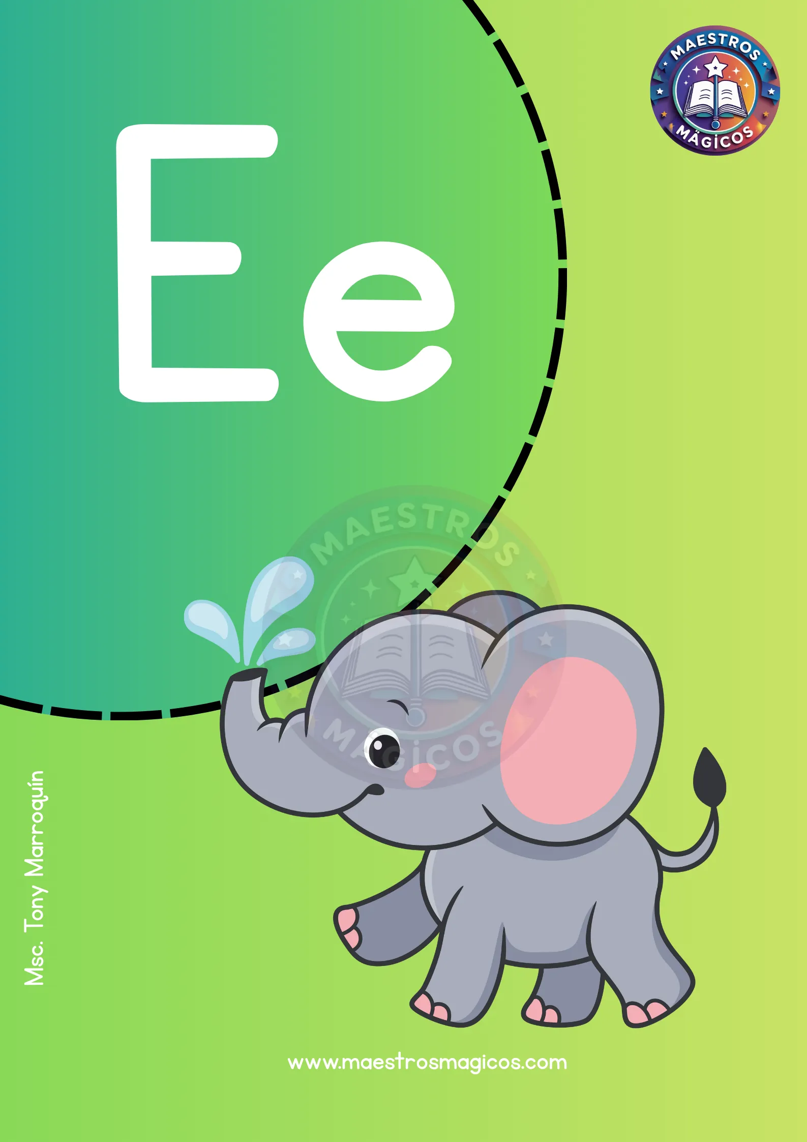 Cartel letra E elefante