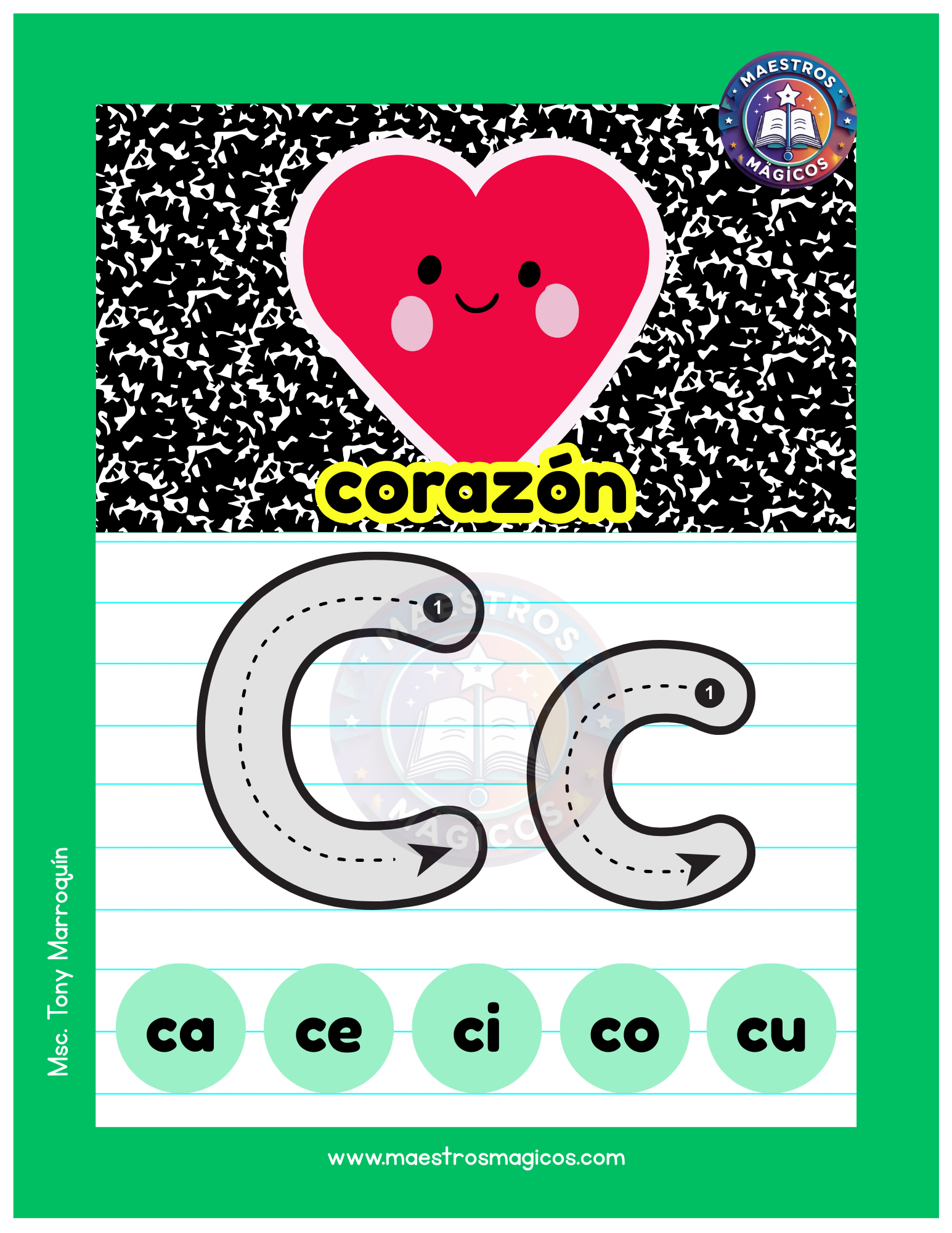 Cartel letra C corazon silabas