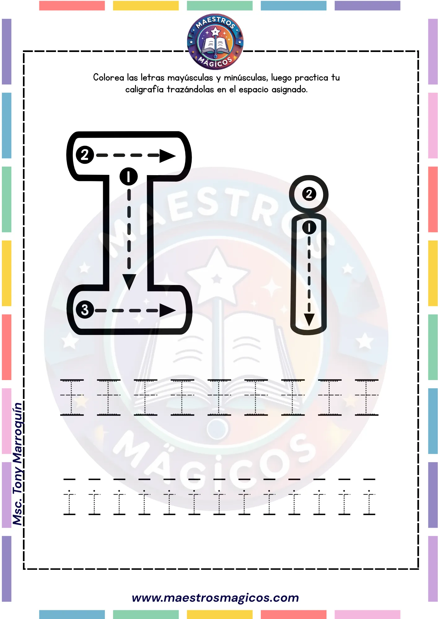 Ficha letra Ii Colorea y traza el abecedario
