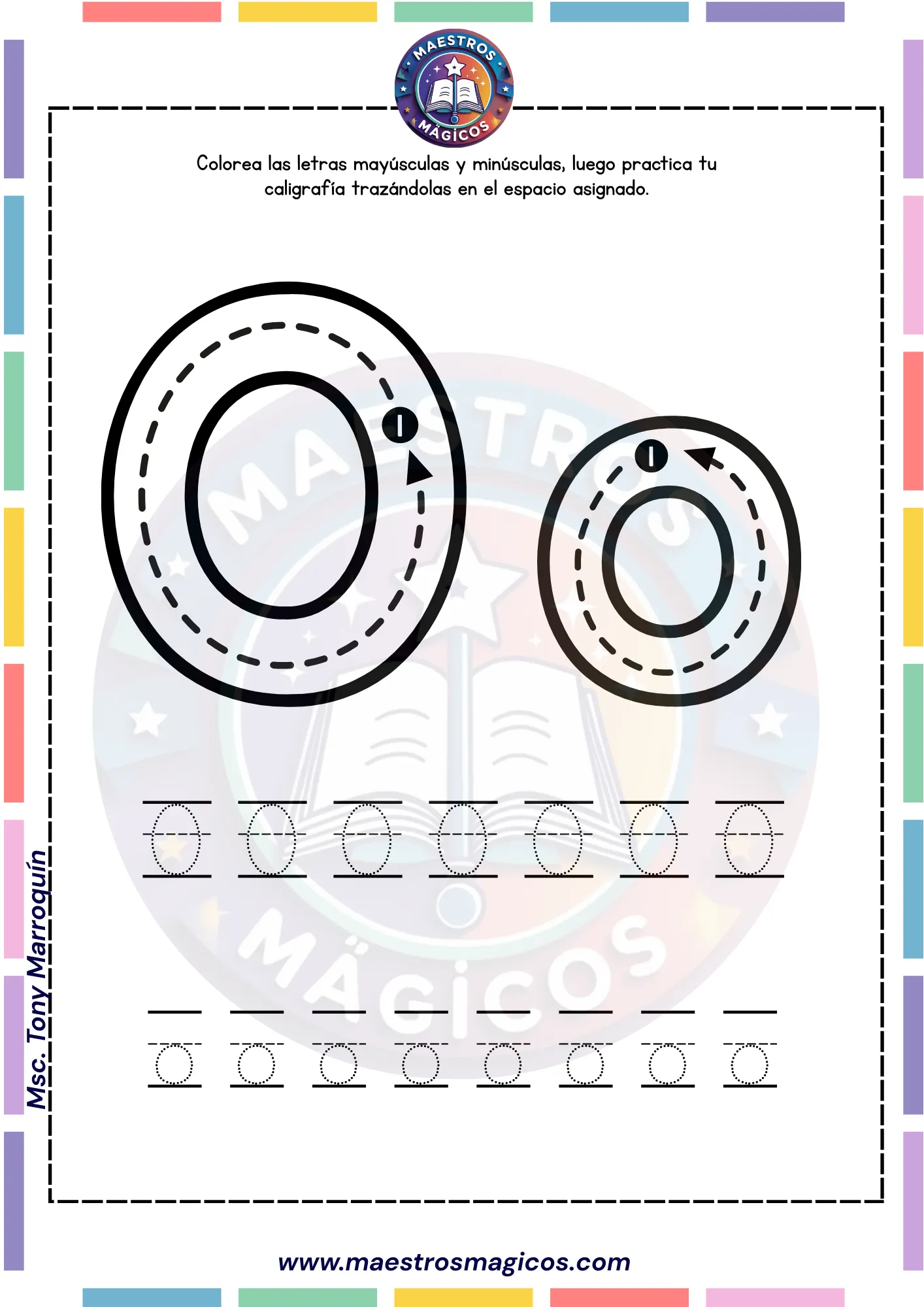 Ficha letra Oo círculos