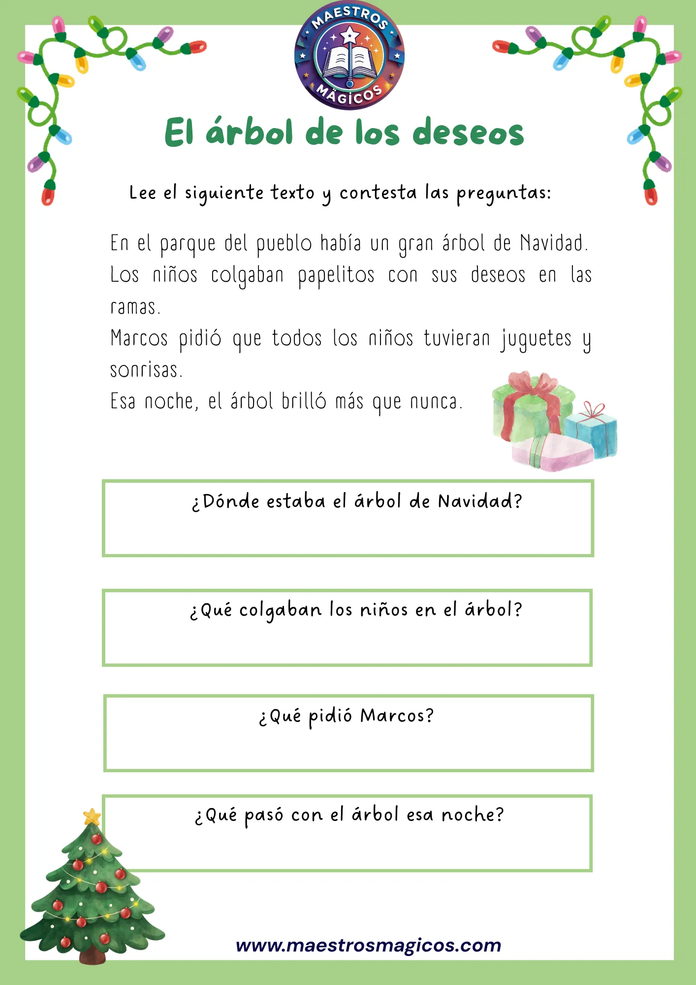 Ficha leo y coloreo árbol navidad