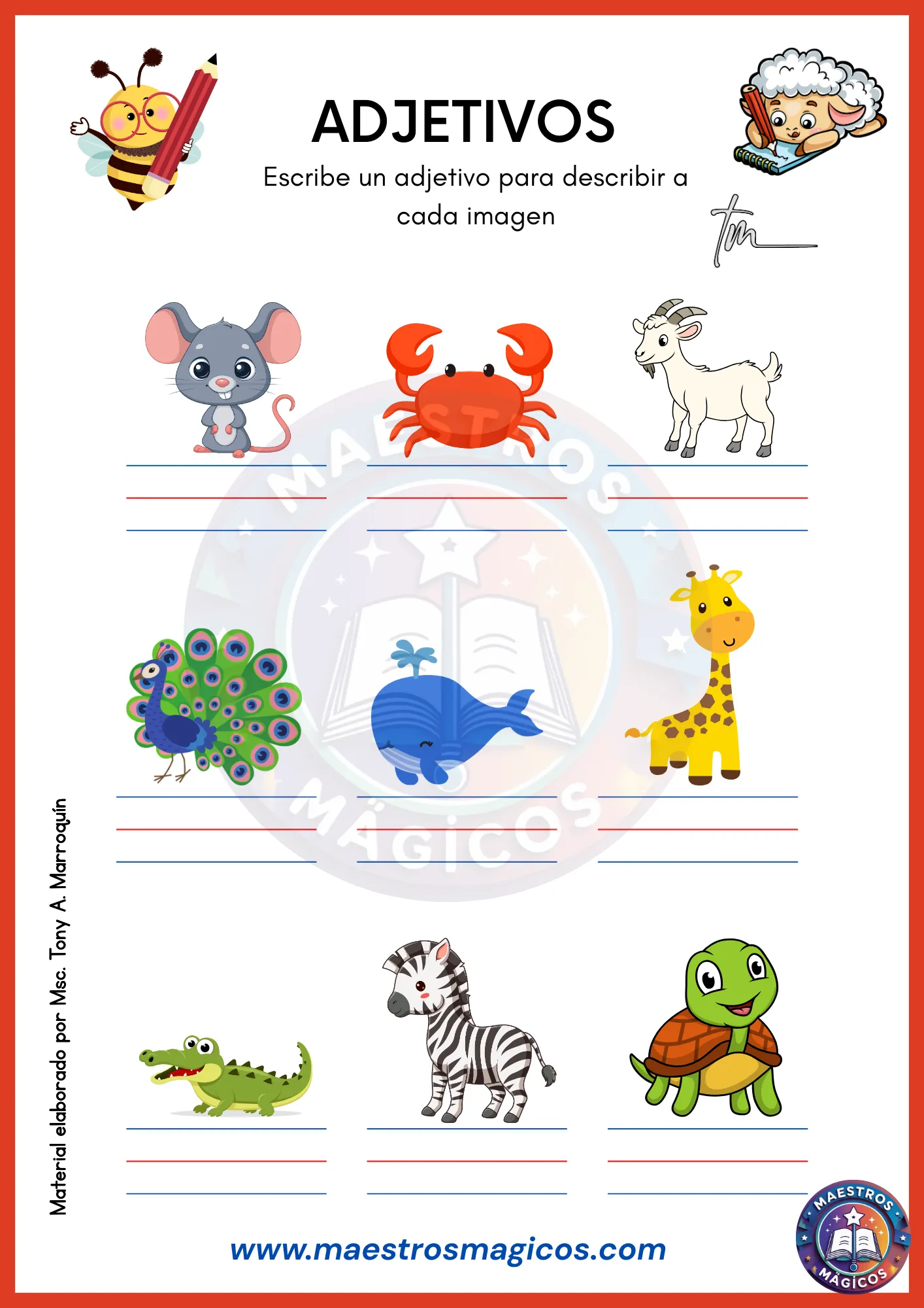 Cuadernillo de adjetivos - portada