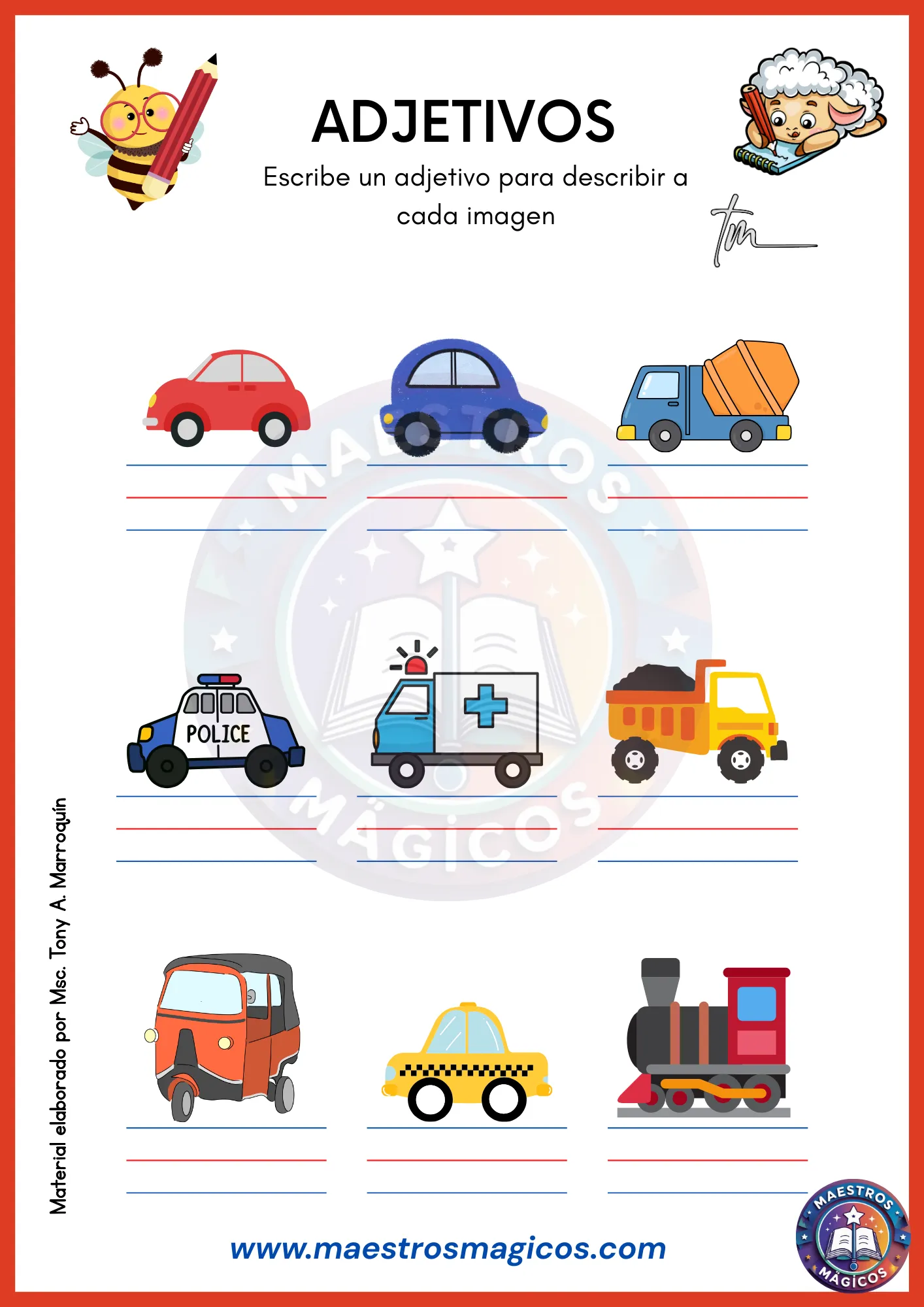 Cuadernillo de adjetivos - frutas