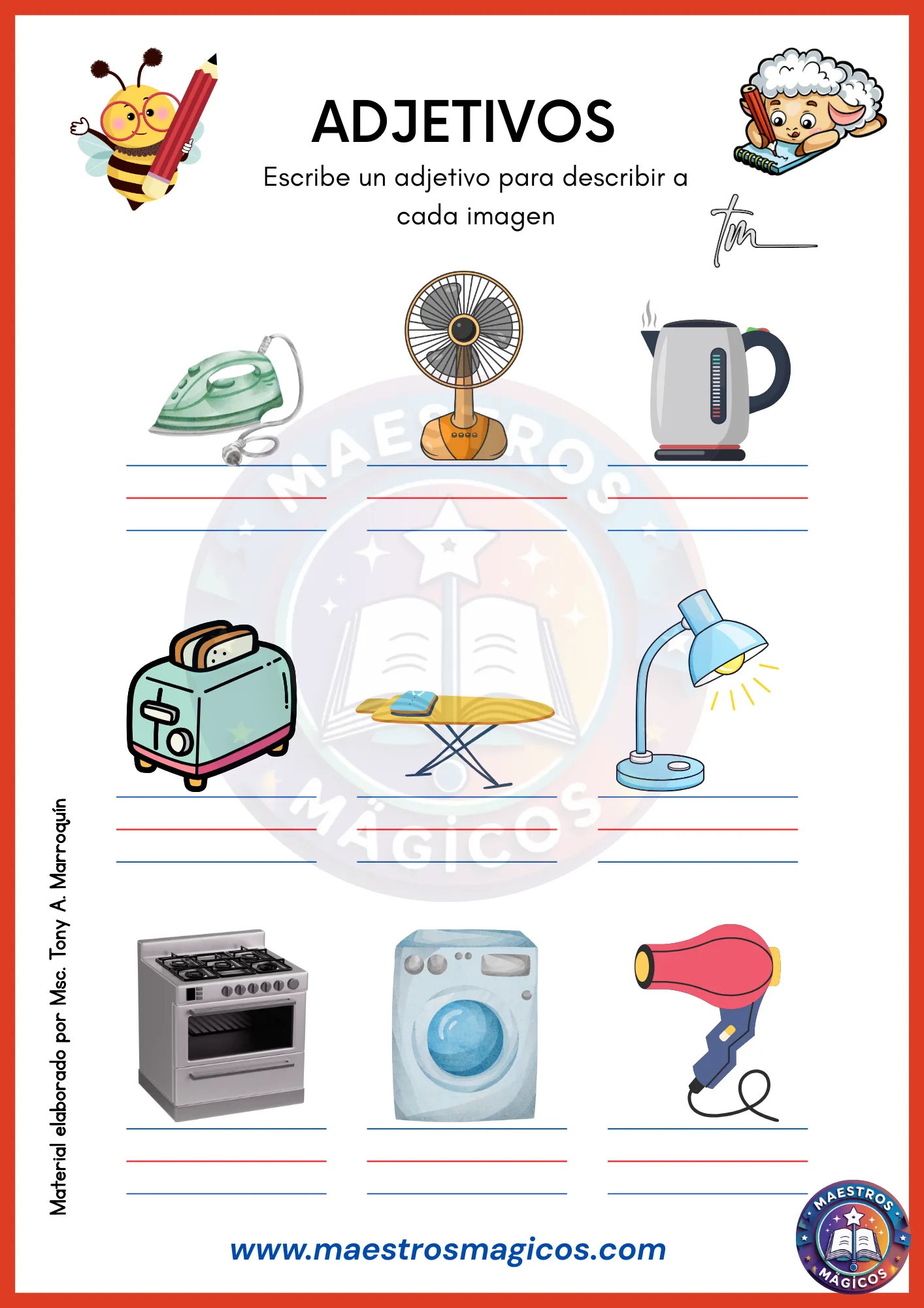 Cuadernillo de adjetivos - objetos del hogar