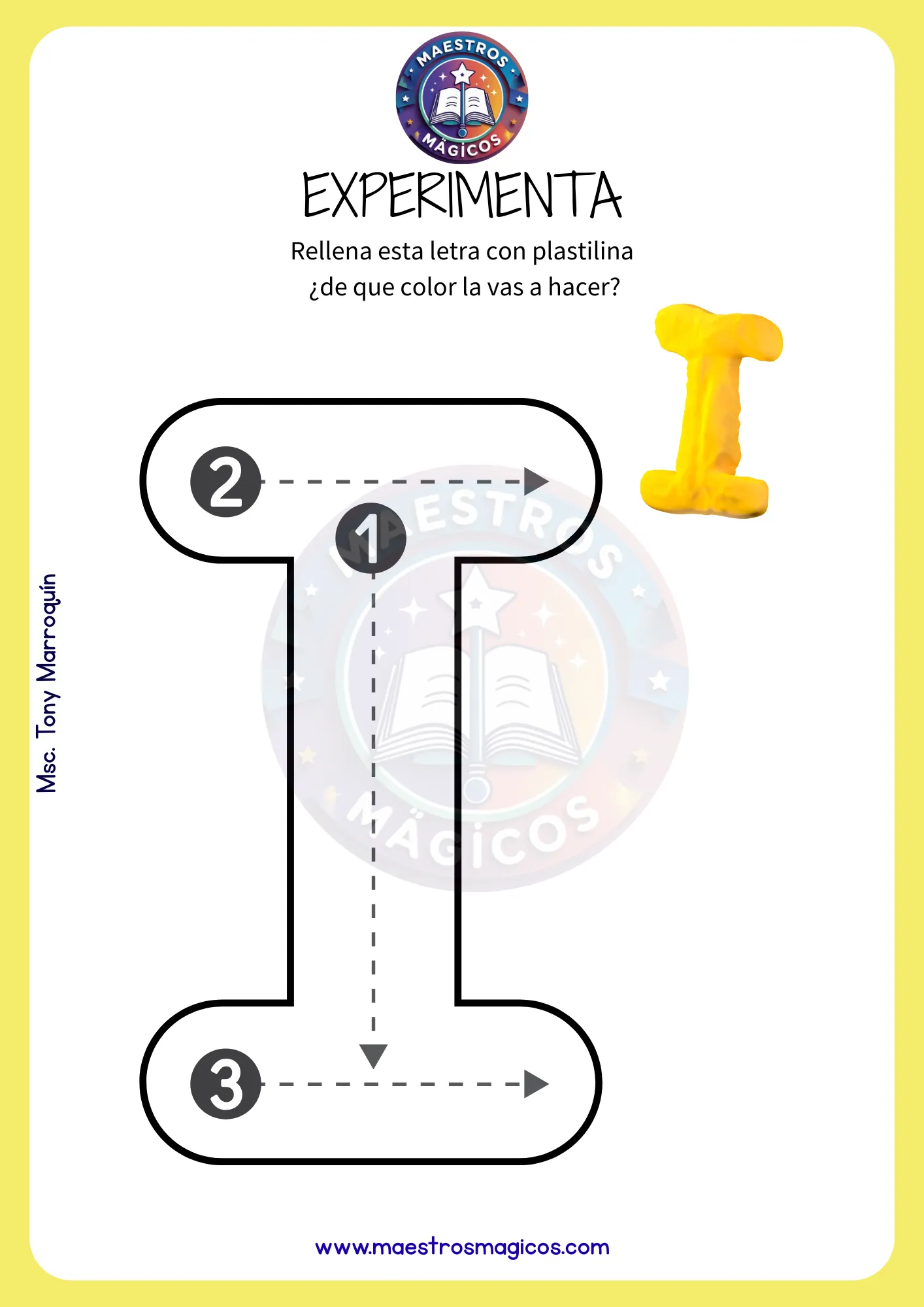Moldear letra I plastilina
