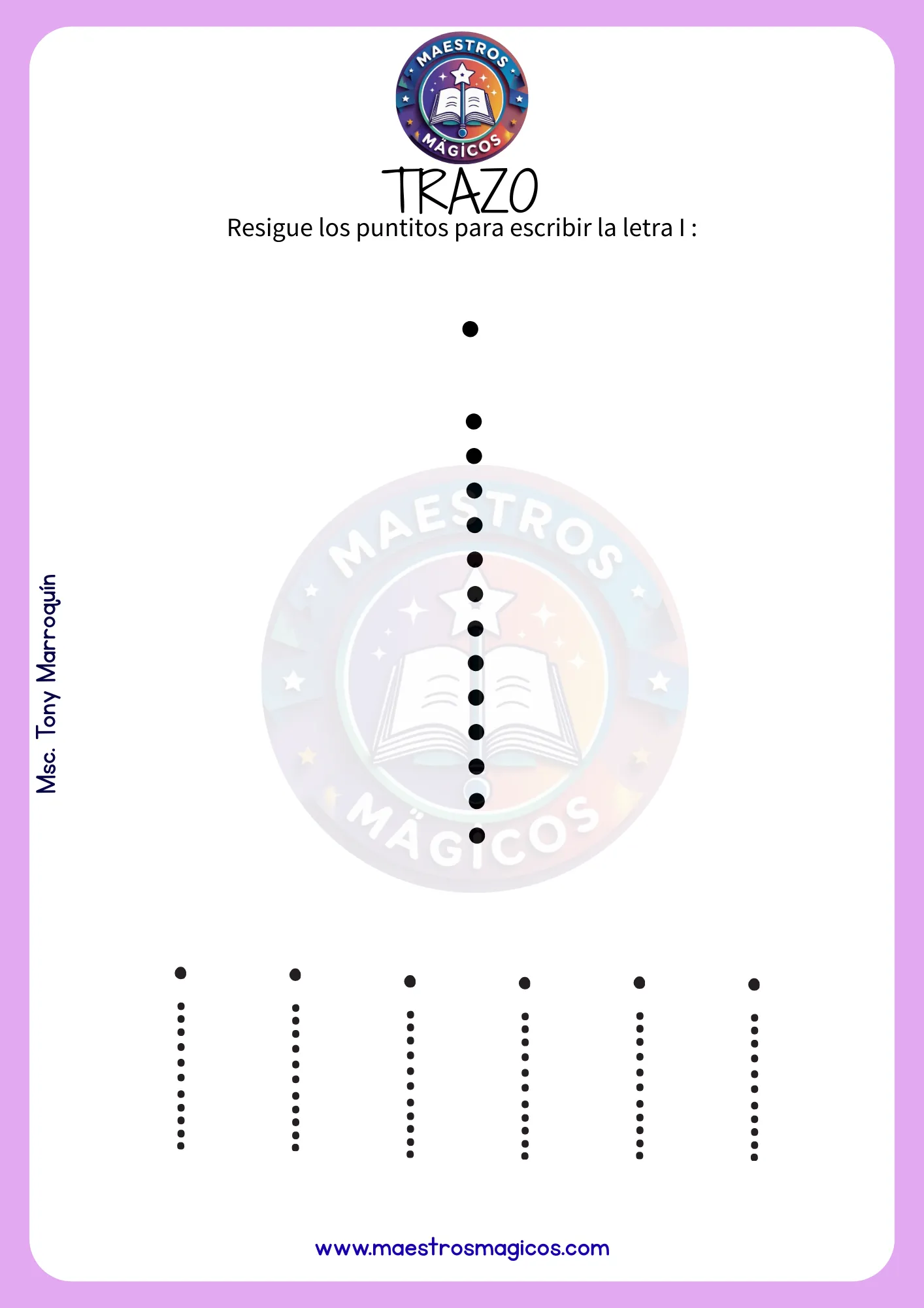 Plana letra I punteada