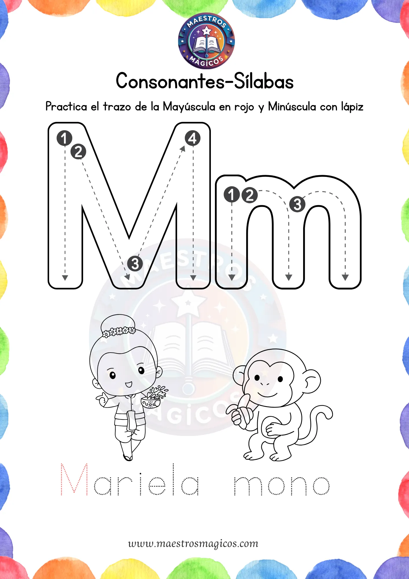 Ejercicio de trazo letra M mayúscula y minúscula