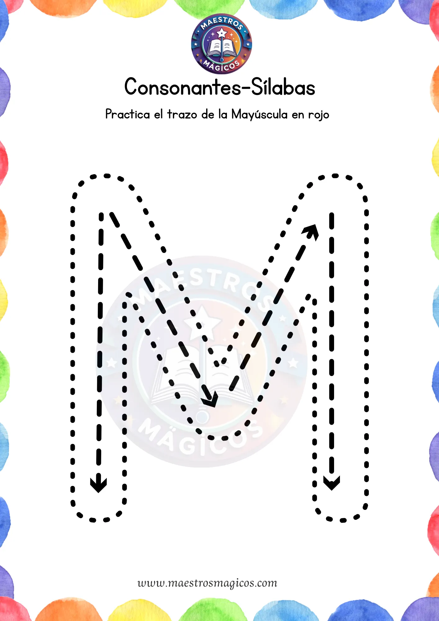 Plana de caligrafía letra M