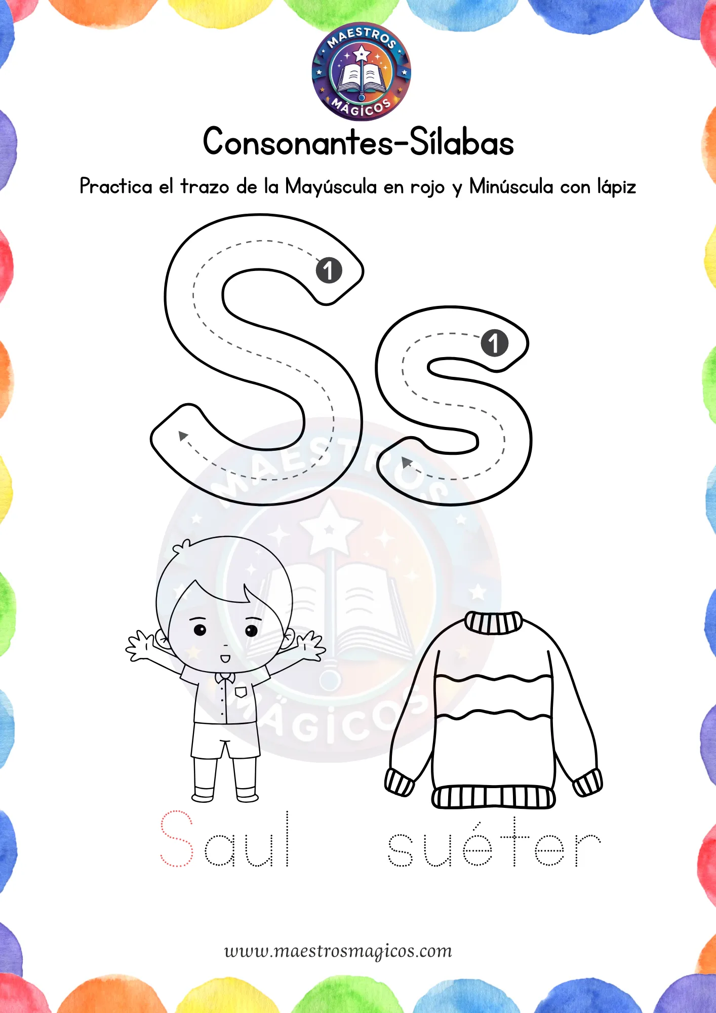 Ficha letra S de sapo