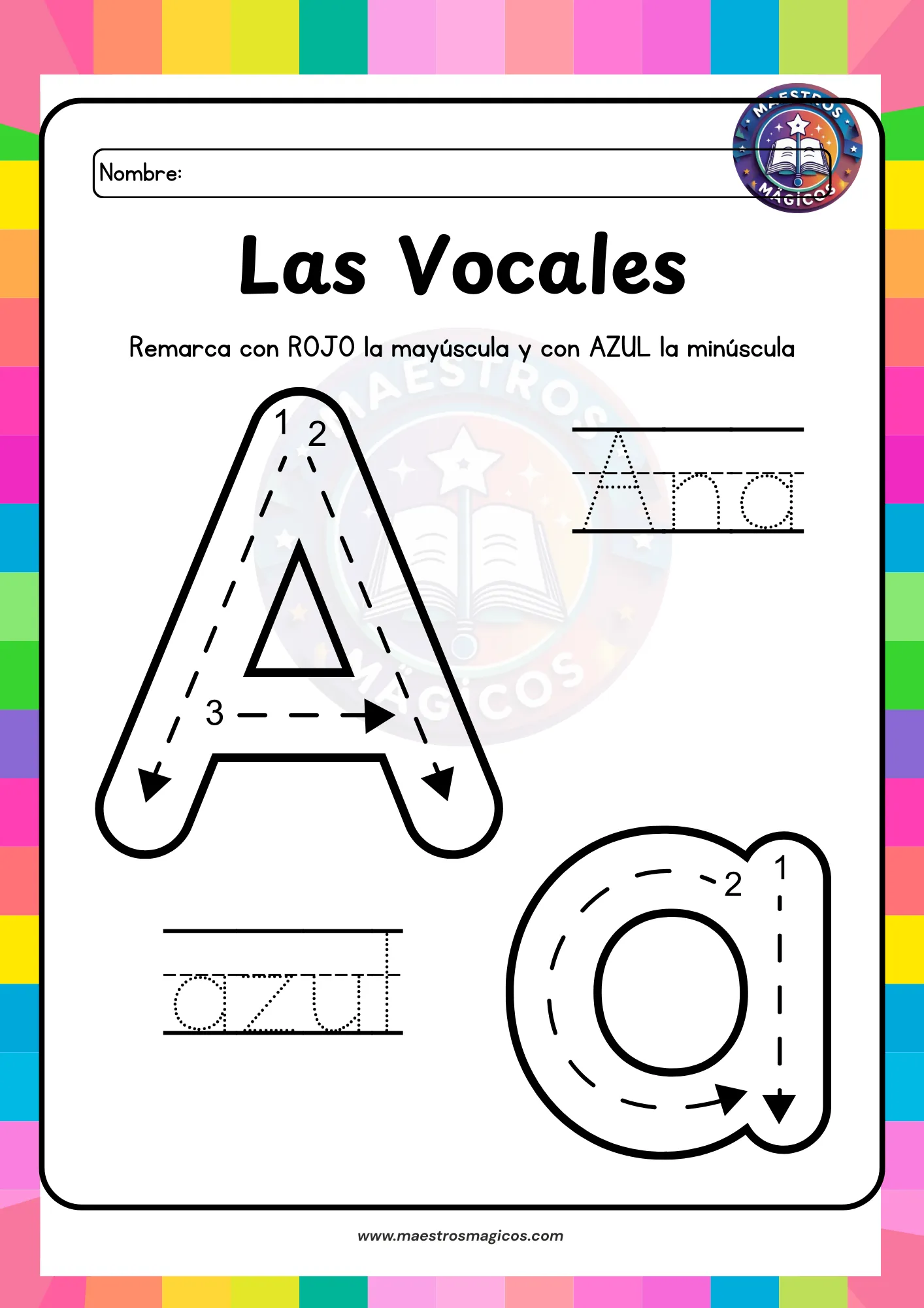 Ficha letra A de Ana direccionalidad