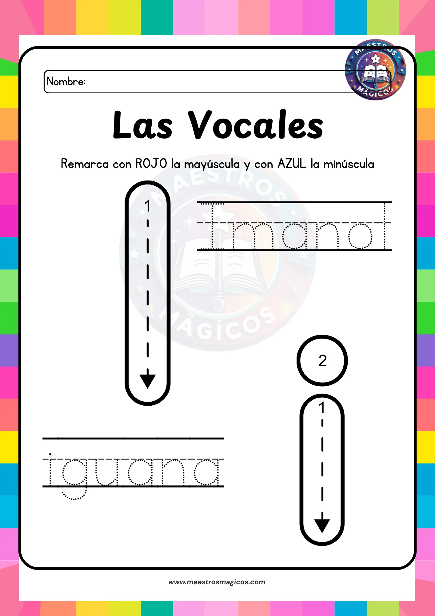 Ficha letra I de Imanol