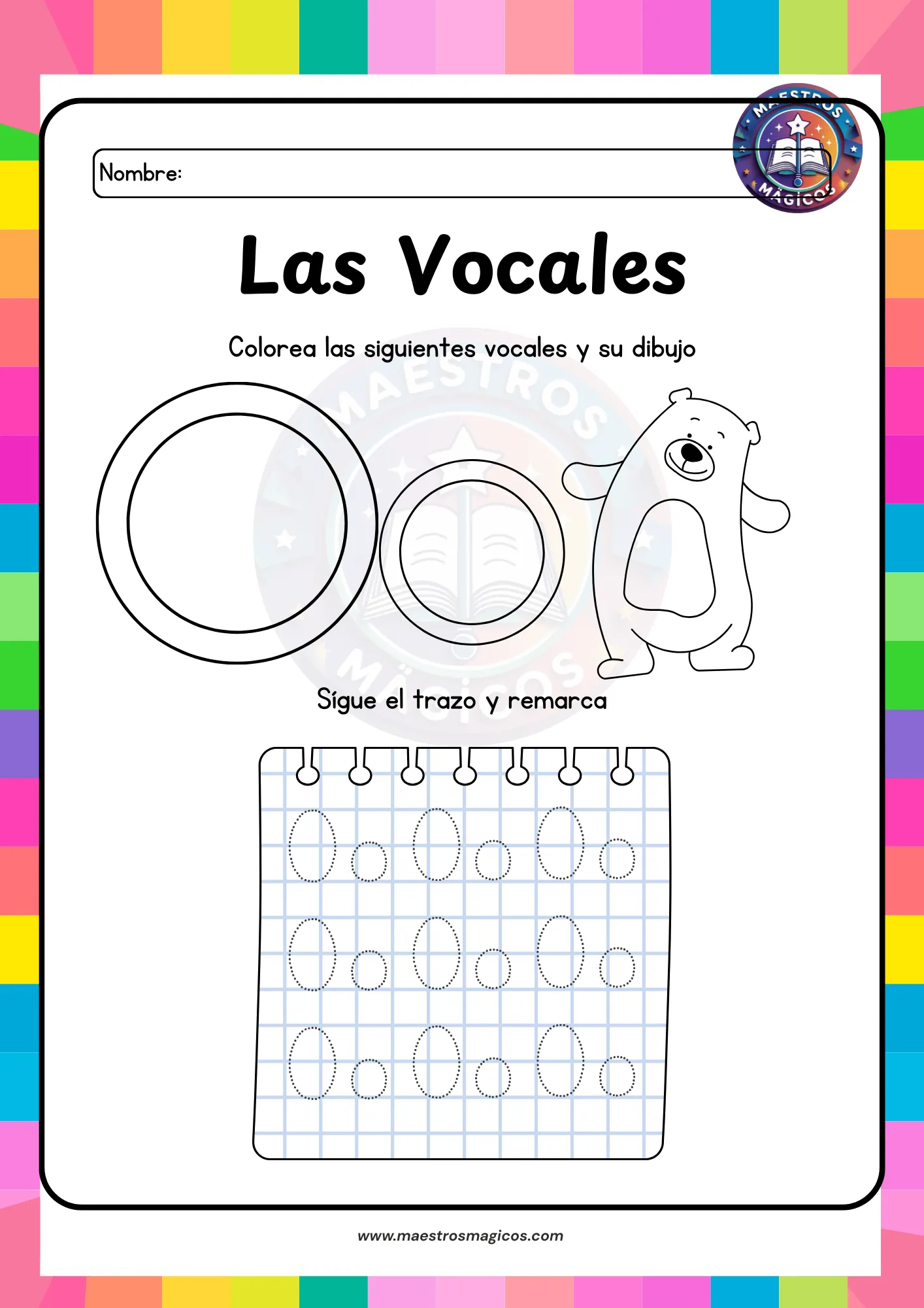 Ficha letra O de Oso