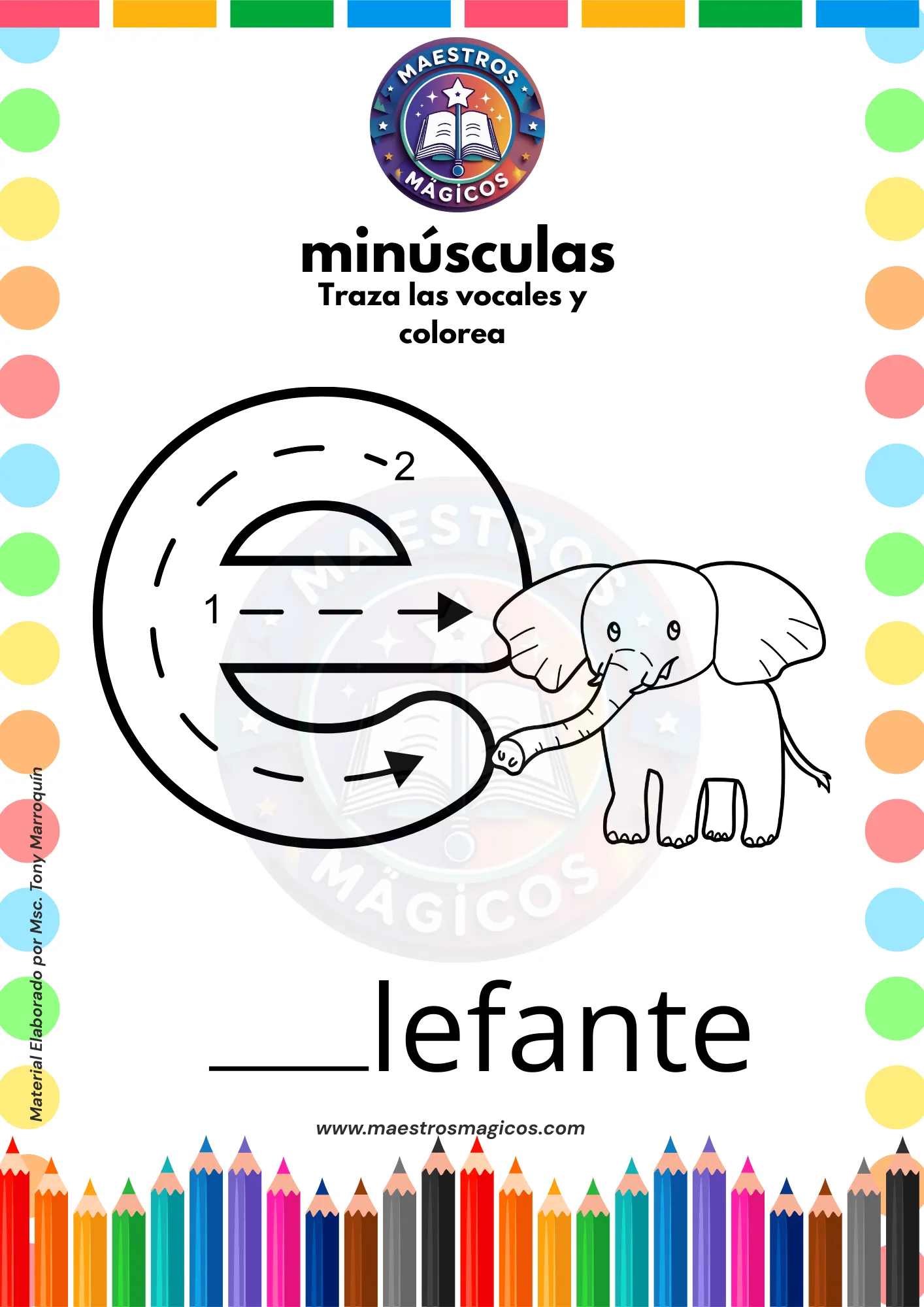 Ficha letra U trazos curvos