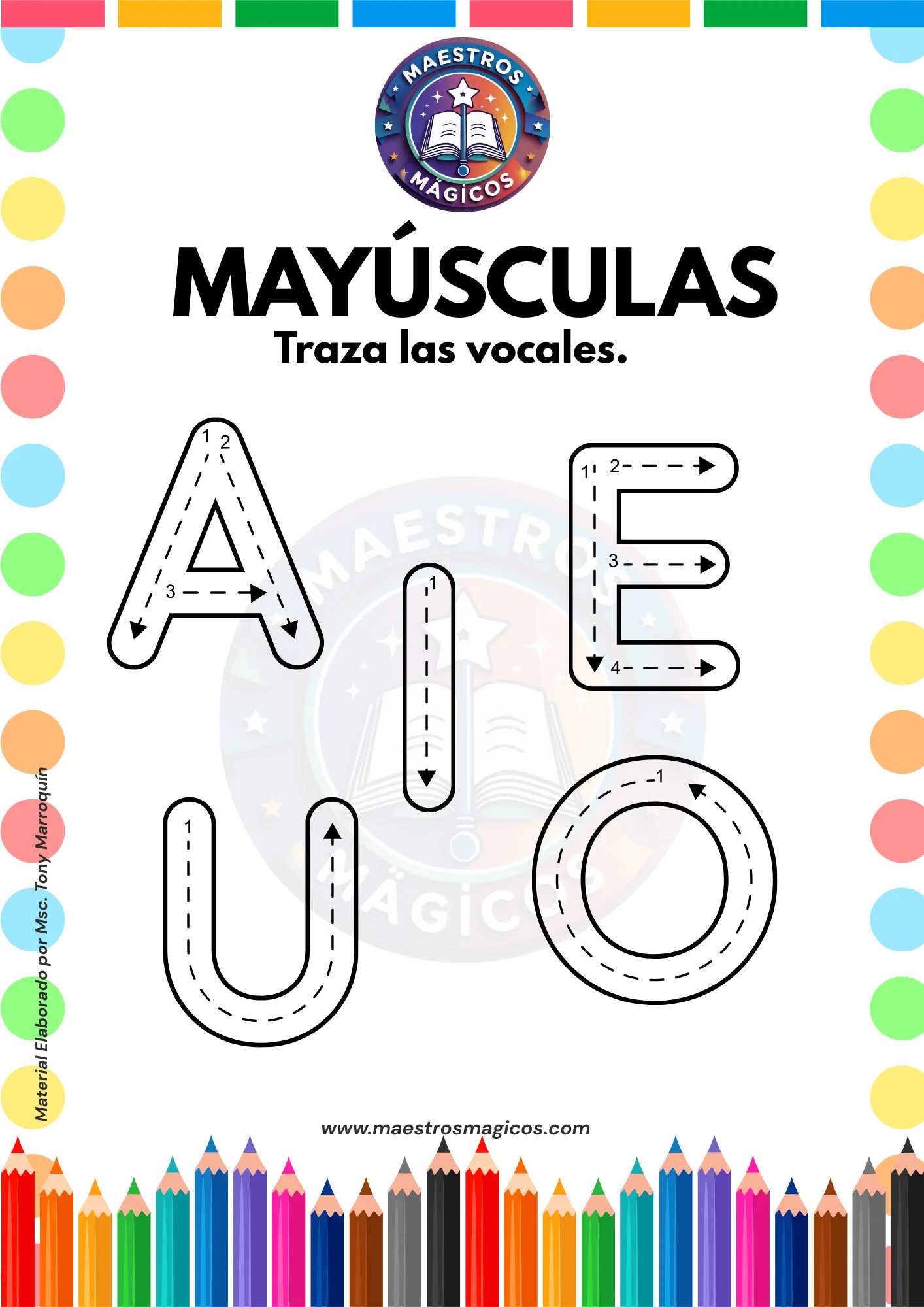 Ficha letra A mayúscula y minúscula trazos