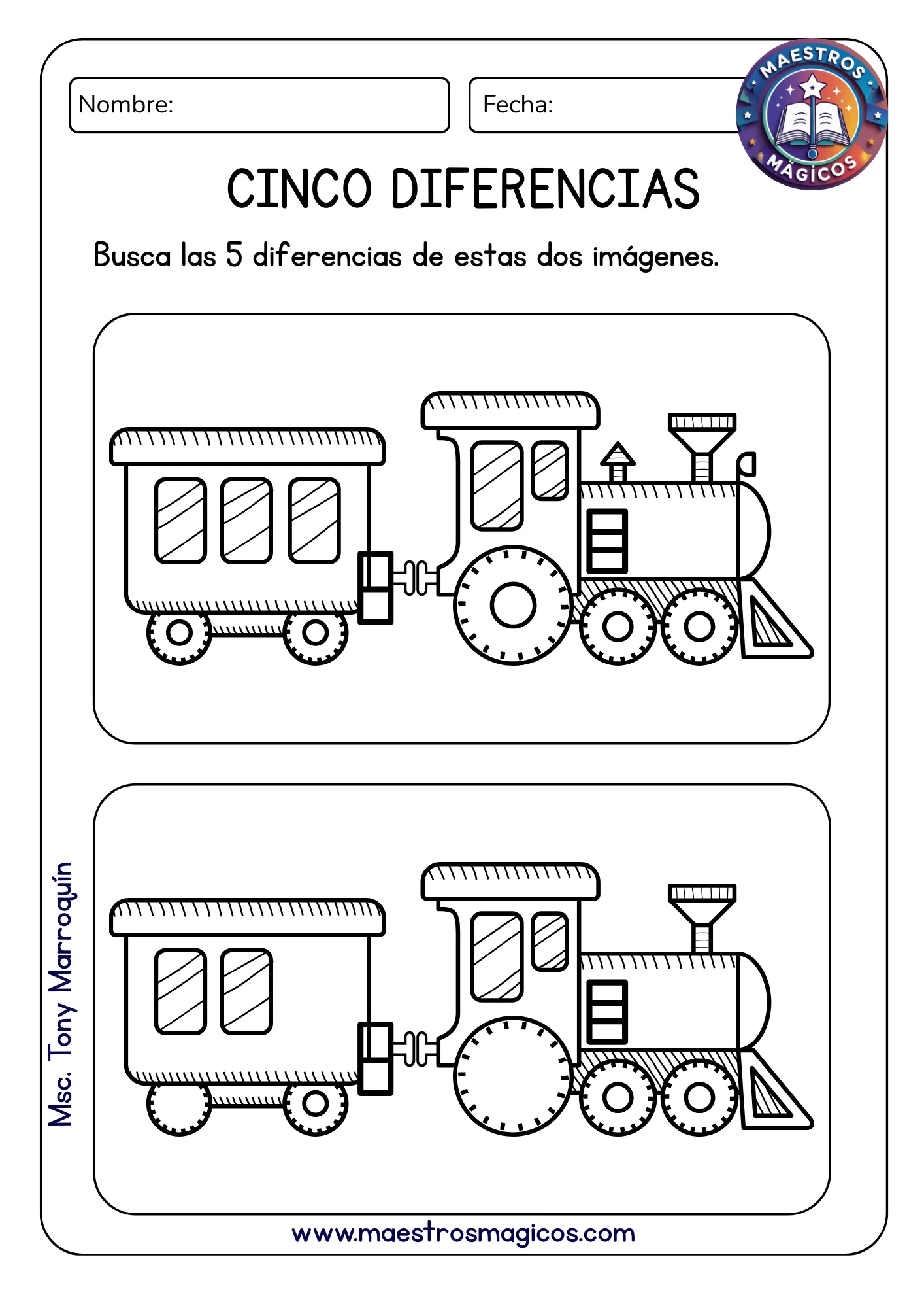 Encuentra 5 diferencias tren juguete
