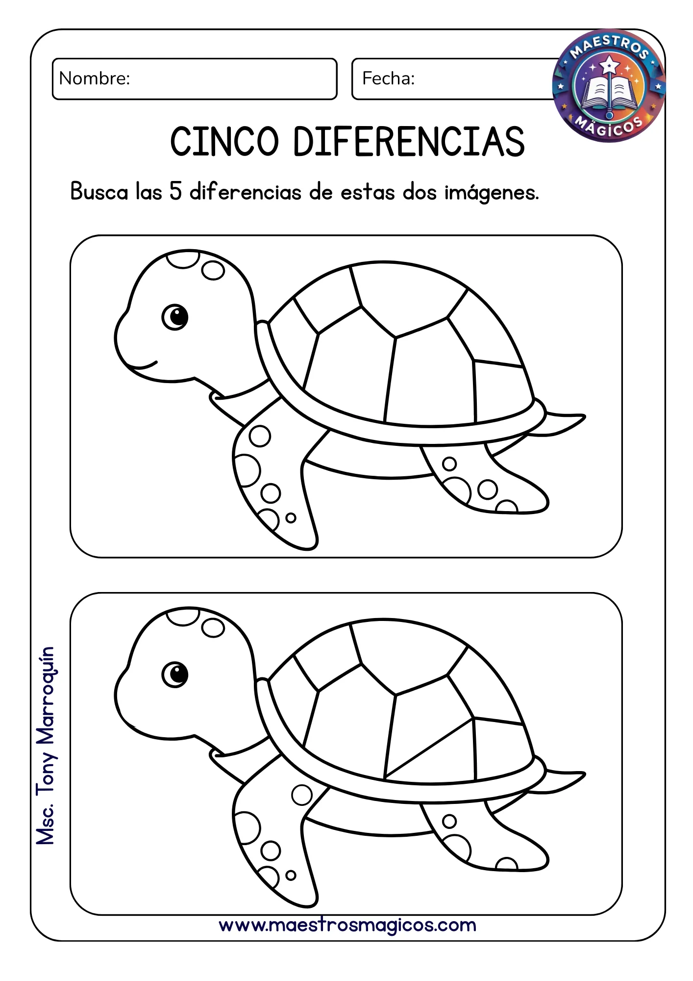 Encuentra 5 diferencias tortuga marina