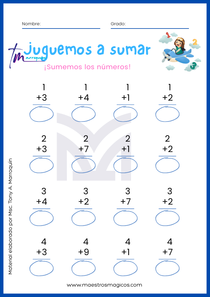 Juguemos a sumar 2 ficha 5