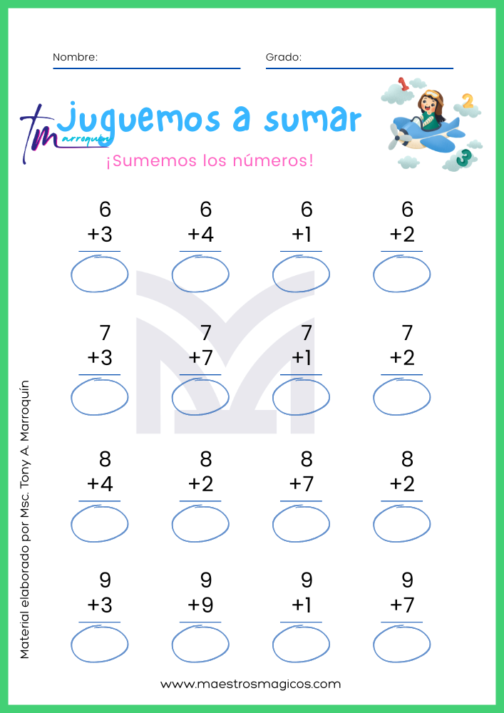 Juguemos a sumar 2 ficha 7