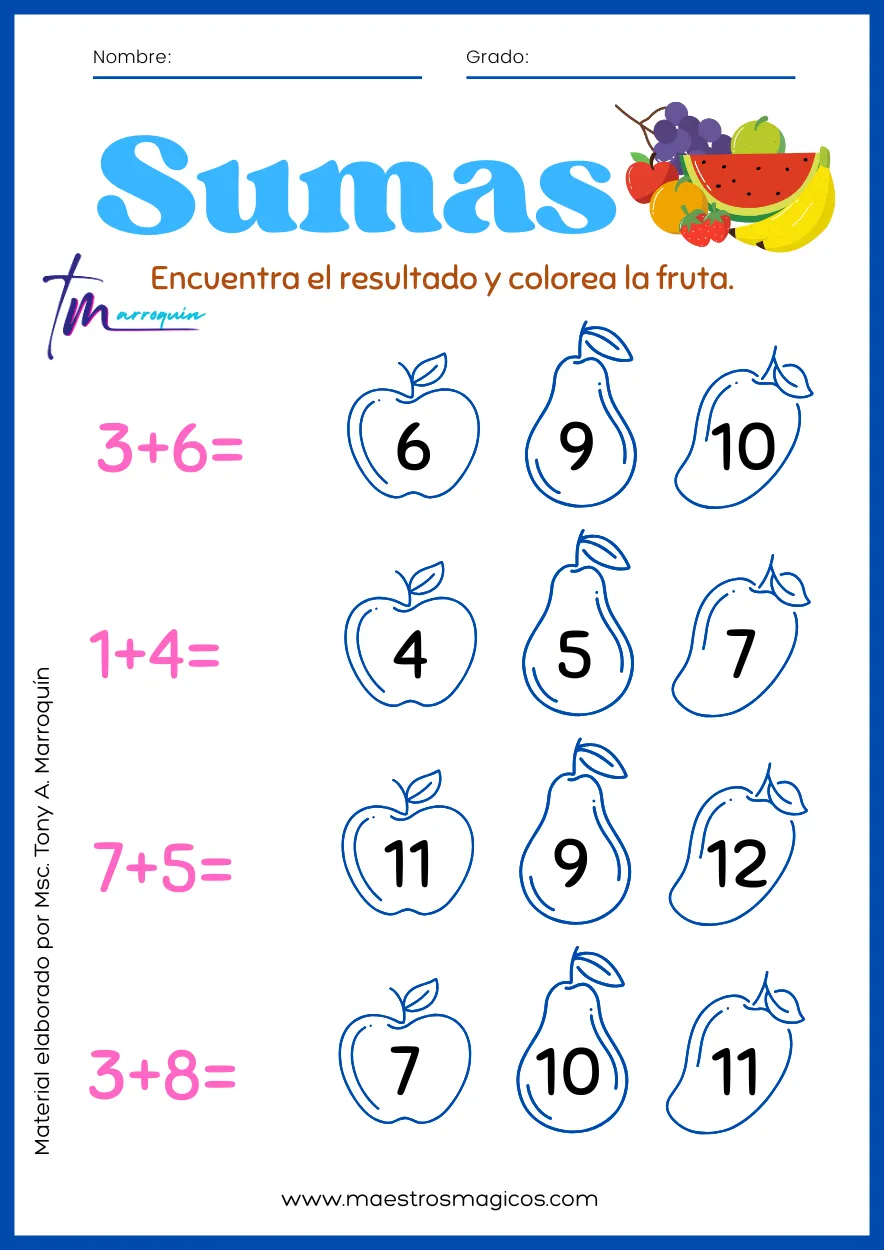 Juguemos a sumar 1 - hoja 9