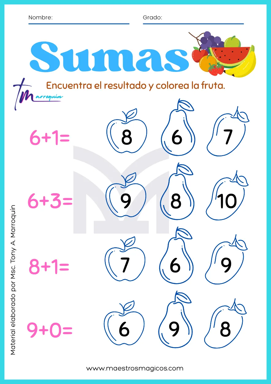 Juguemos a sumar 1 - hoja 3