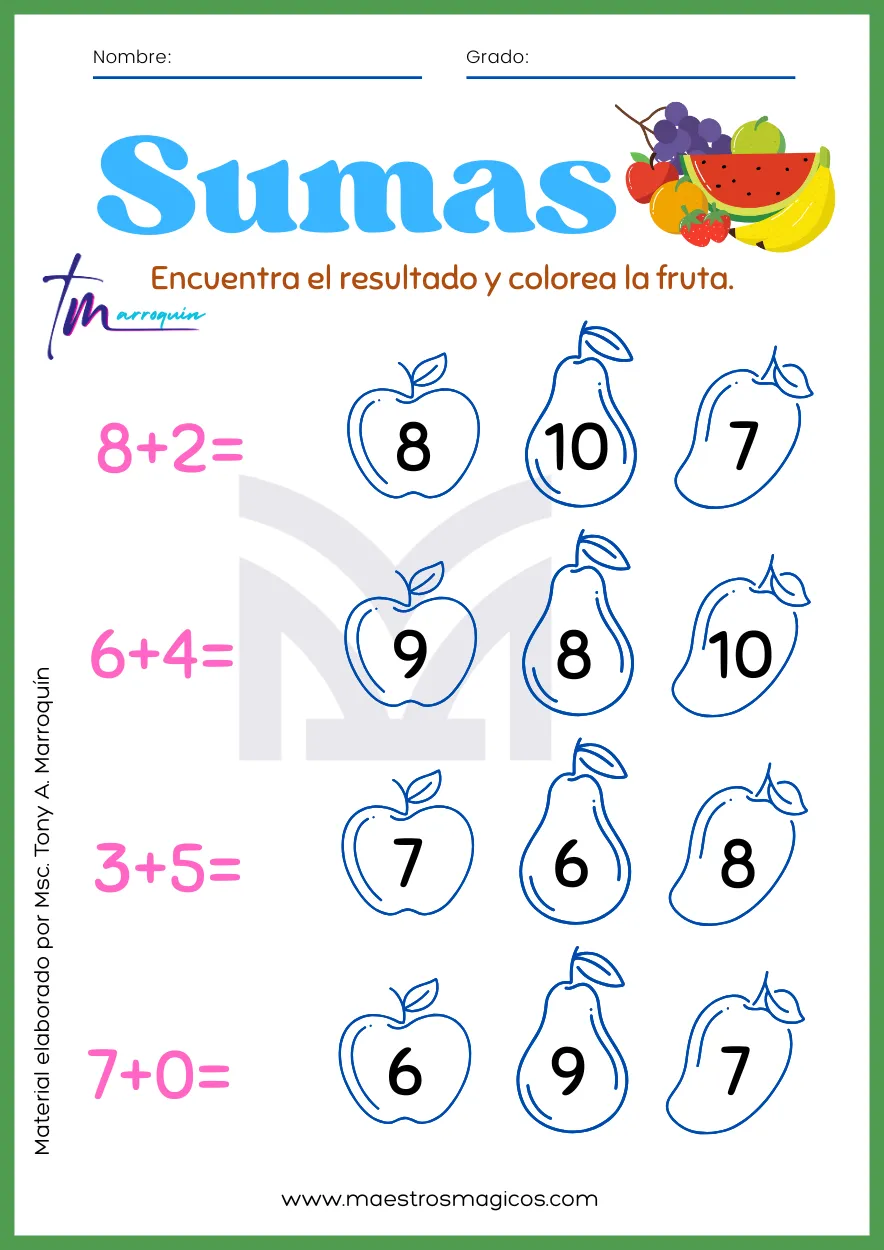 Juguemos a sumar 1 - hoja 4