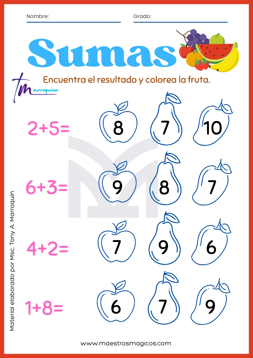 Juguemos a sumar 1 - hoja 5