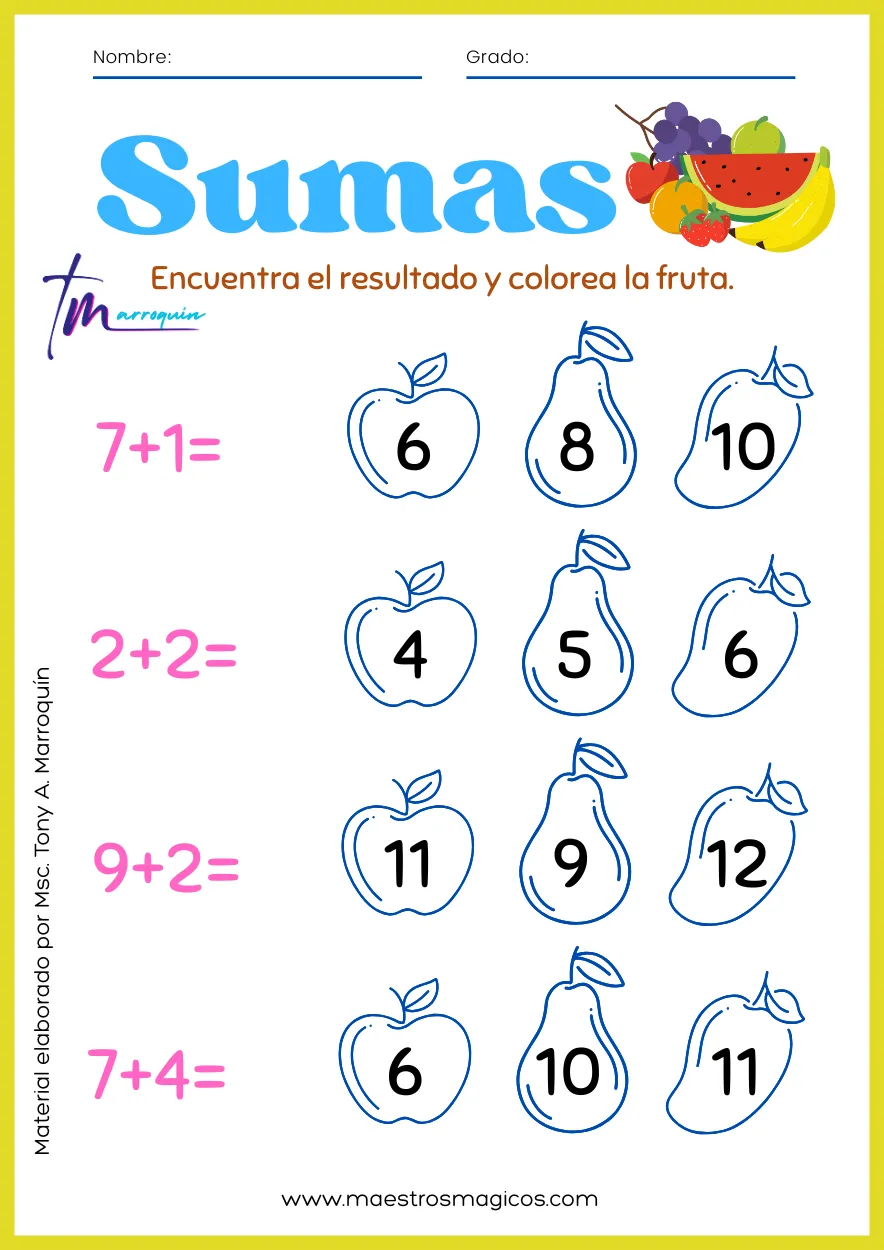 Juguemos a sumar 1 - hoja 6