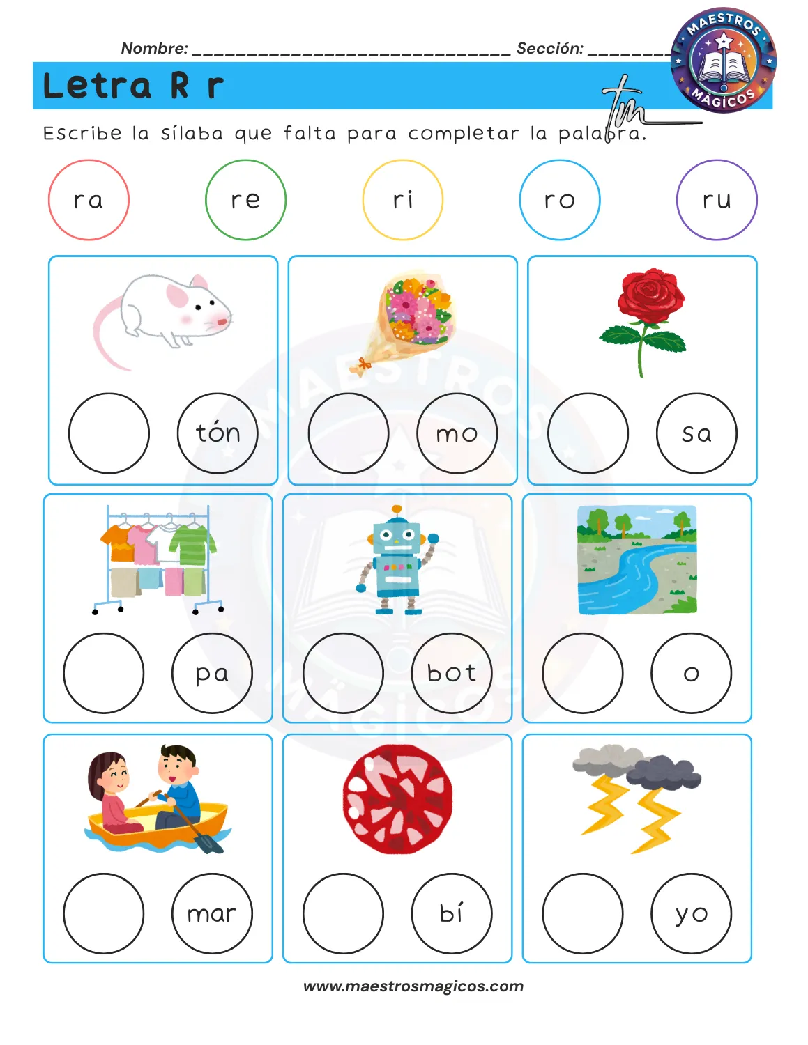 Juguemos con sílabas - ficha 11