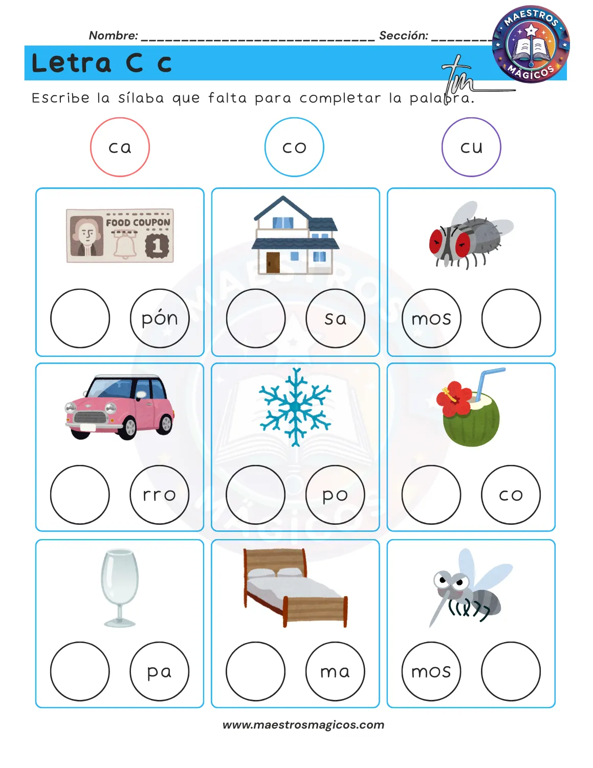 Juguemos con sílabas - ficha 16