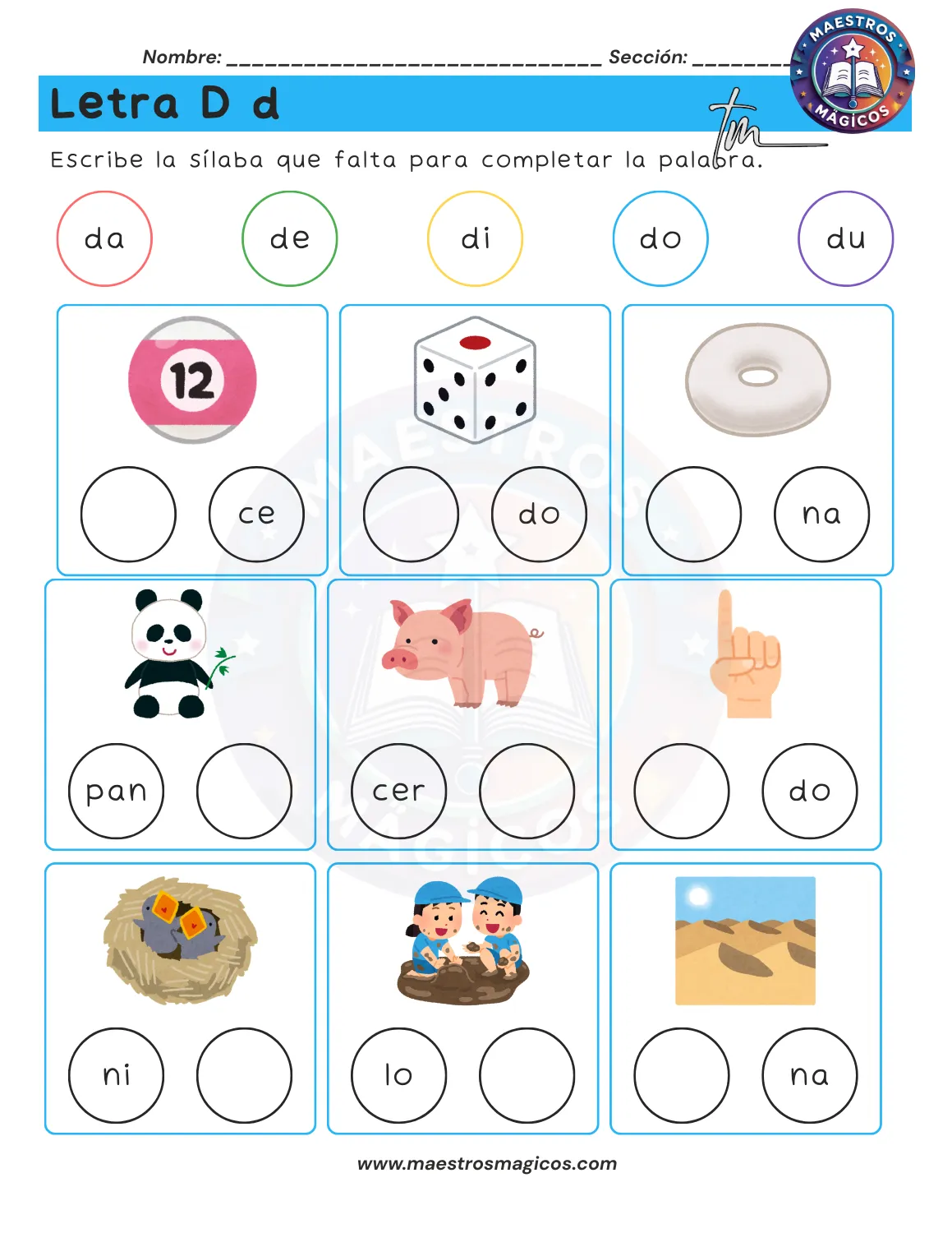 Juguemos con sílabas - ficha 18