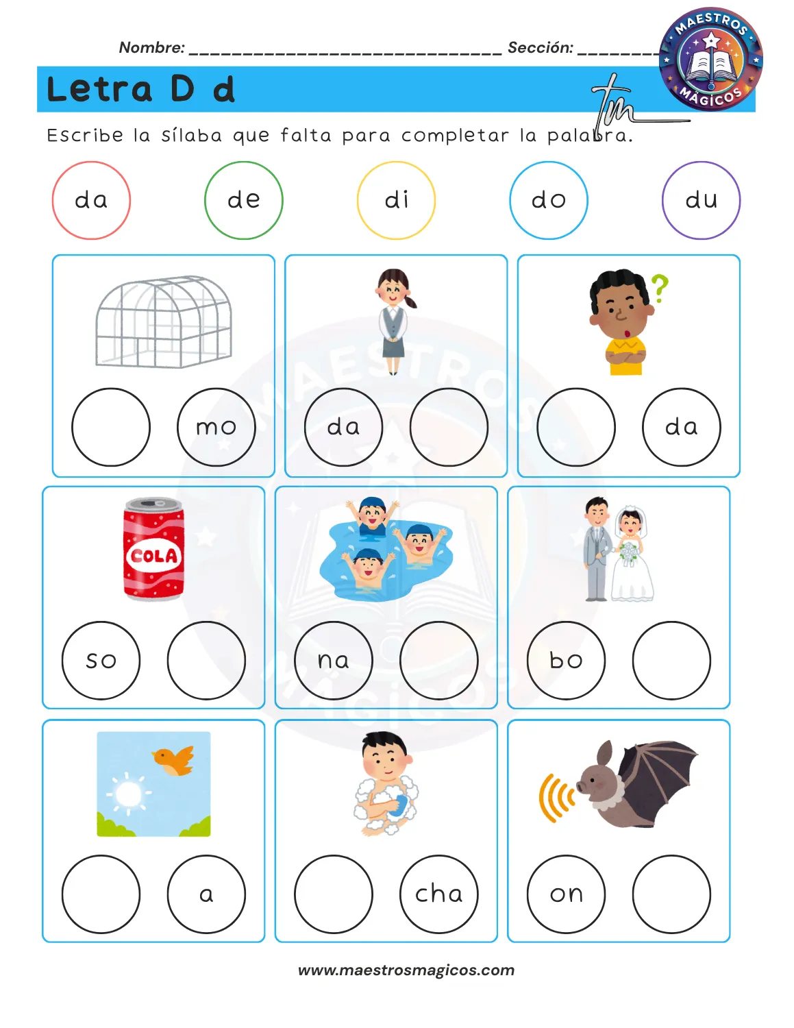Juguemos con sílabas - ficha 19