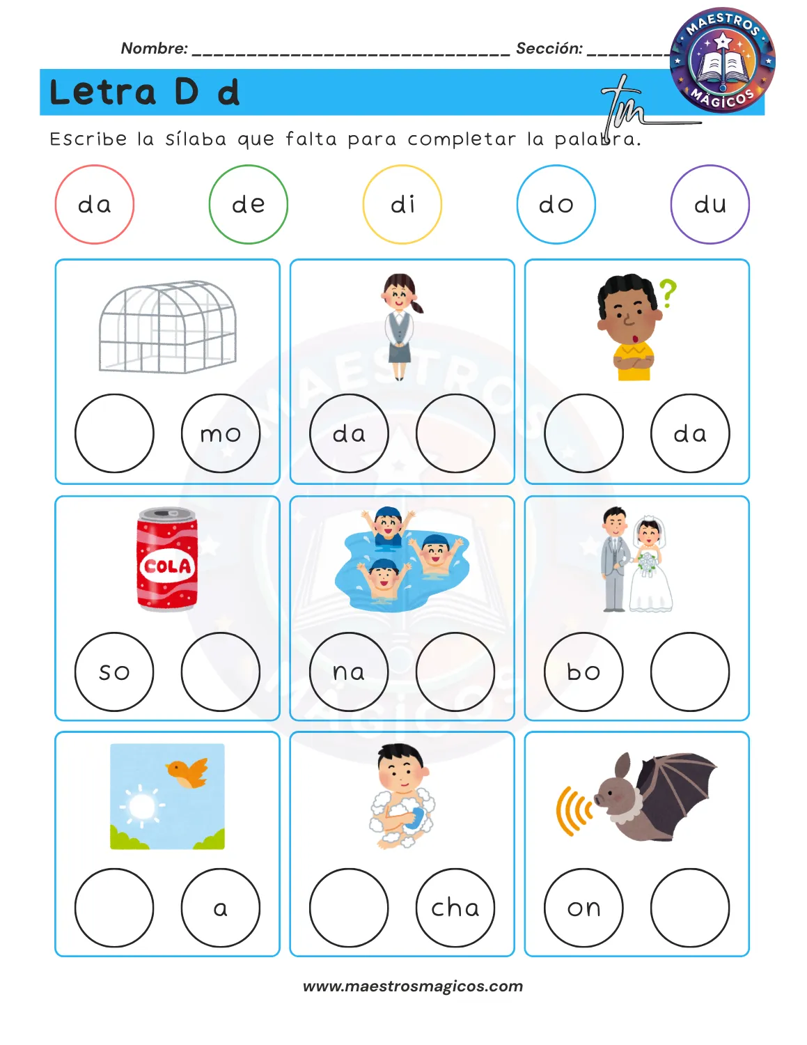 Juguemos con sílabas - ficha 20
