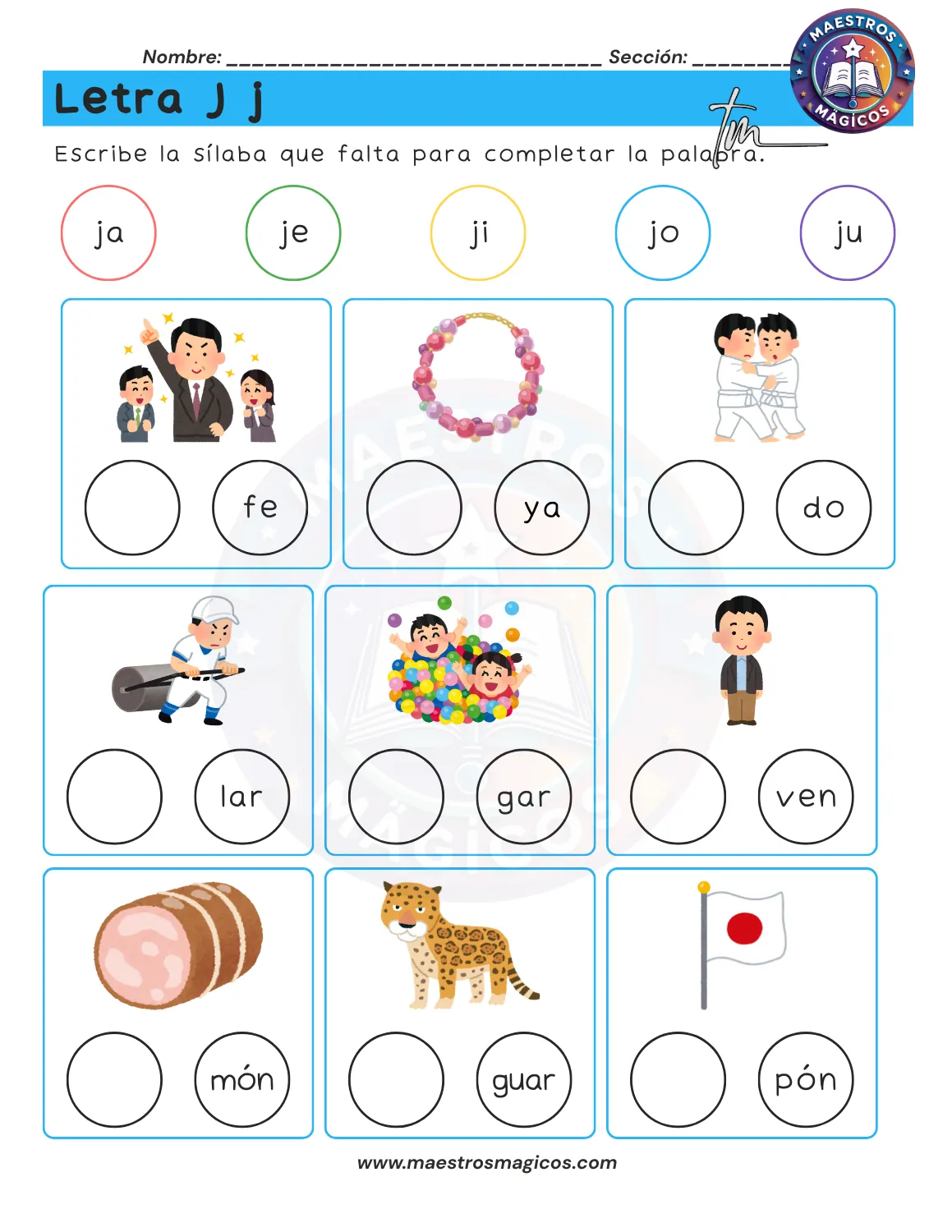 Juguemos con sílabas - ficha 28